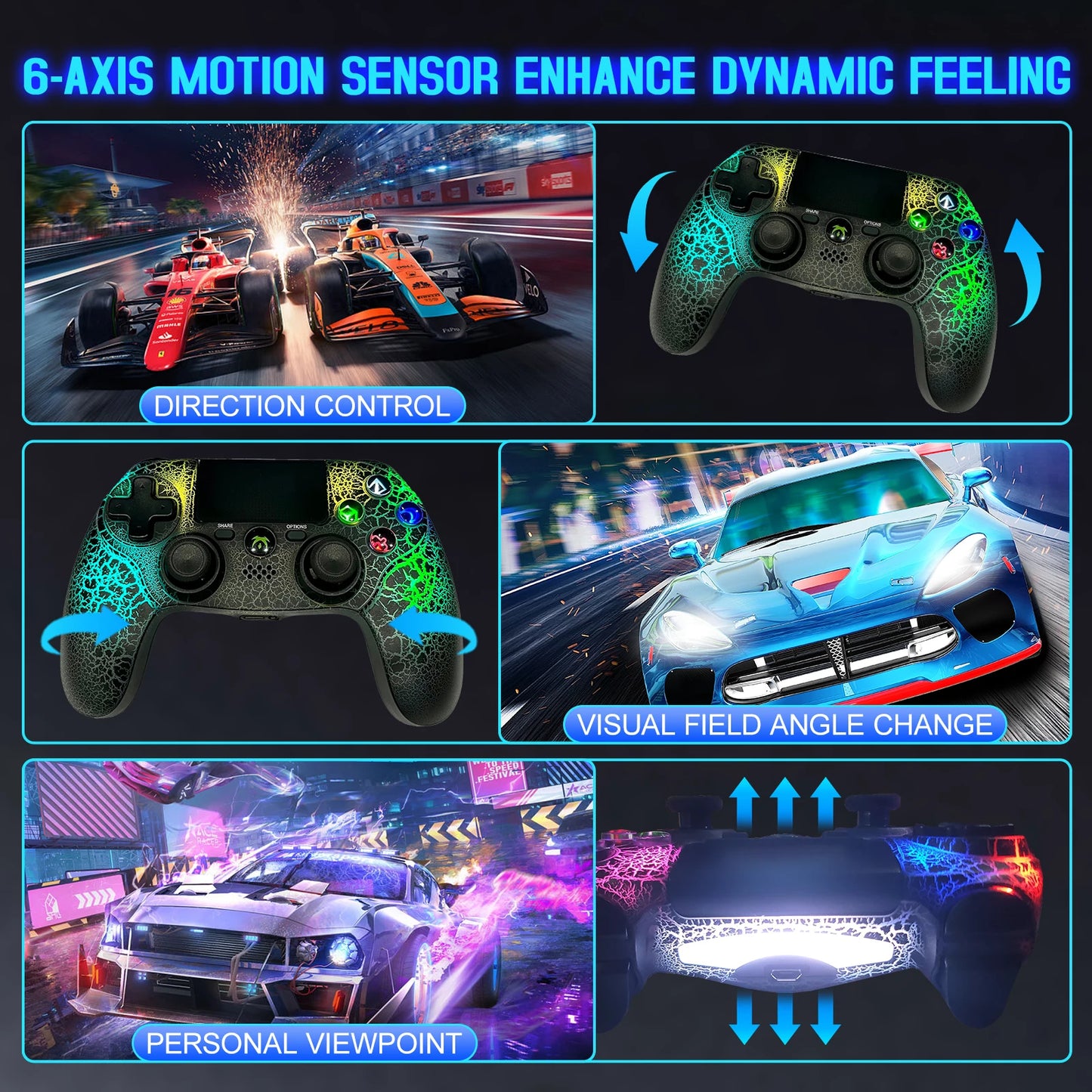 Wireless Controller for PS4/Slim, PS3, iPhone, iPad, iOS, Android, PC β Dual Vib