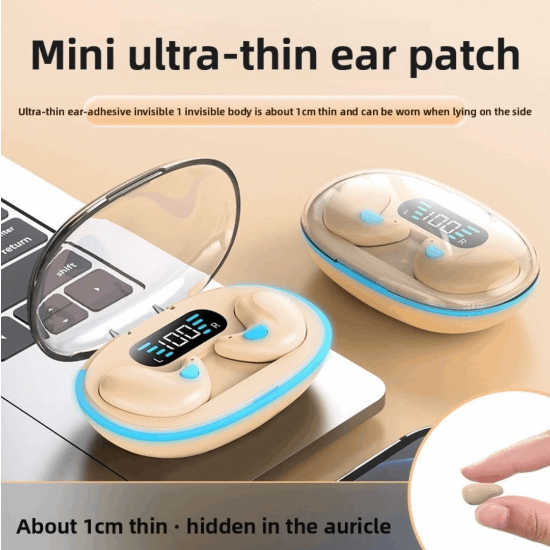 Wireless Bluetooth Headset in-ear invisible mini design with TWS, Voice Control & Call Function, Low Latency, Bilateral Stereo Sound, Long Battery Life, Sleep Mode - Energy-saving feature