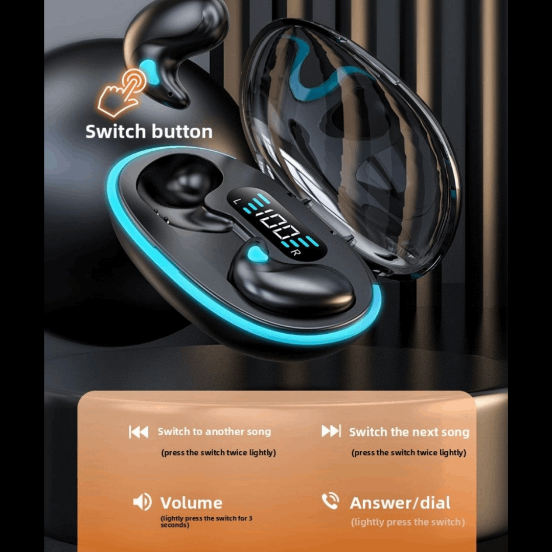 Wireless Bluetooth Headset in-ear invisible mini design with TWS, Voice Control & Call Function, Low Latency, Bilateral Stereo Sound, Long Battery Life, Sleep Mode - Energy-saving feature