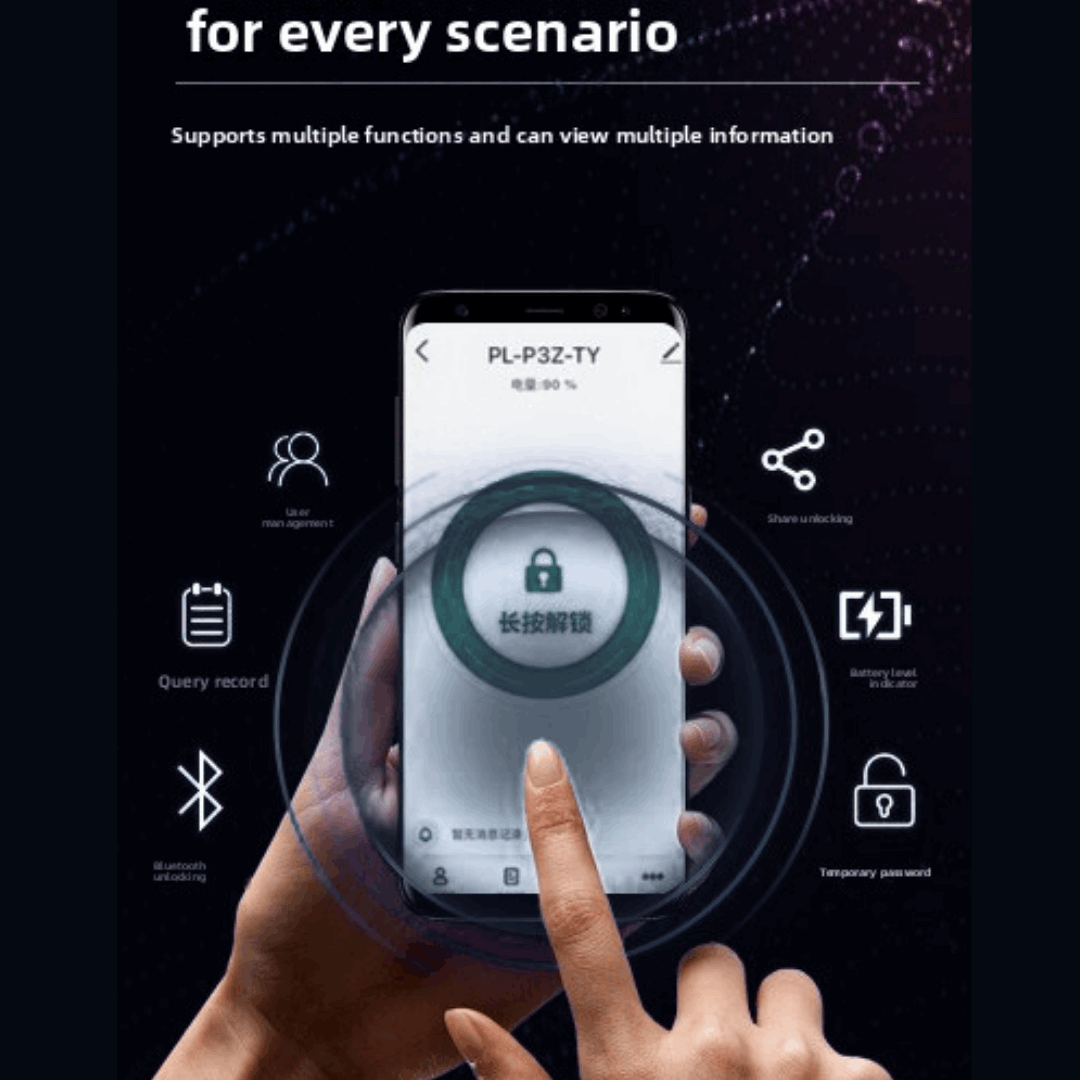 Smart Fingerprint Handle Lock, Two units per door (Smart handle outside and normal lock handle inside), Advanced fingerprint technology, Easily control and monitor, High Security, Durable Build, Versatile Unlocking: fingerprint password and key entry