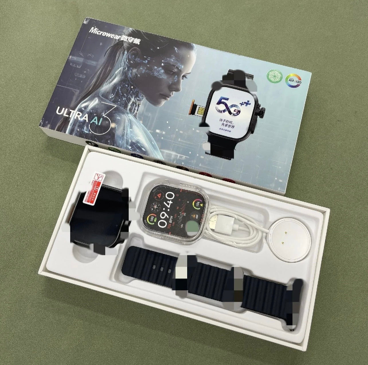 Ultra Thin Smart Watch - AMOLED Display 2.06” Camera, Sim Support, Bluetooth Calls, GPS, Health Tracking