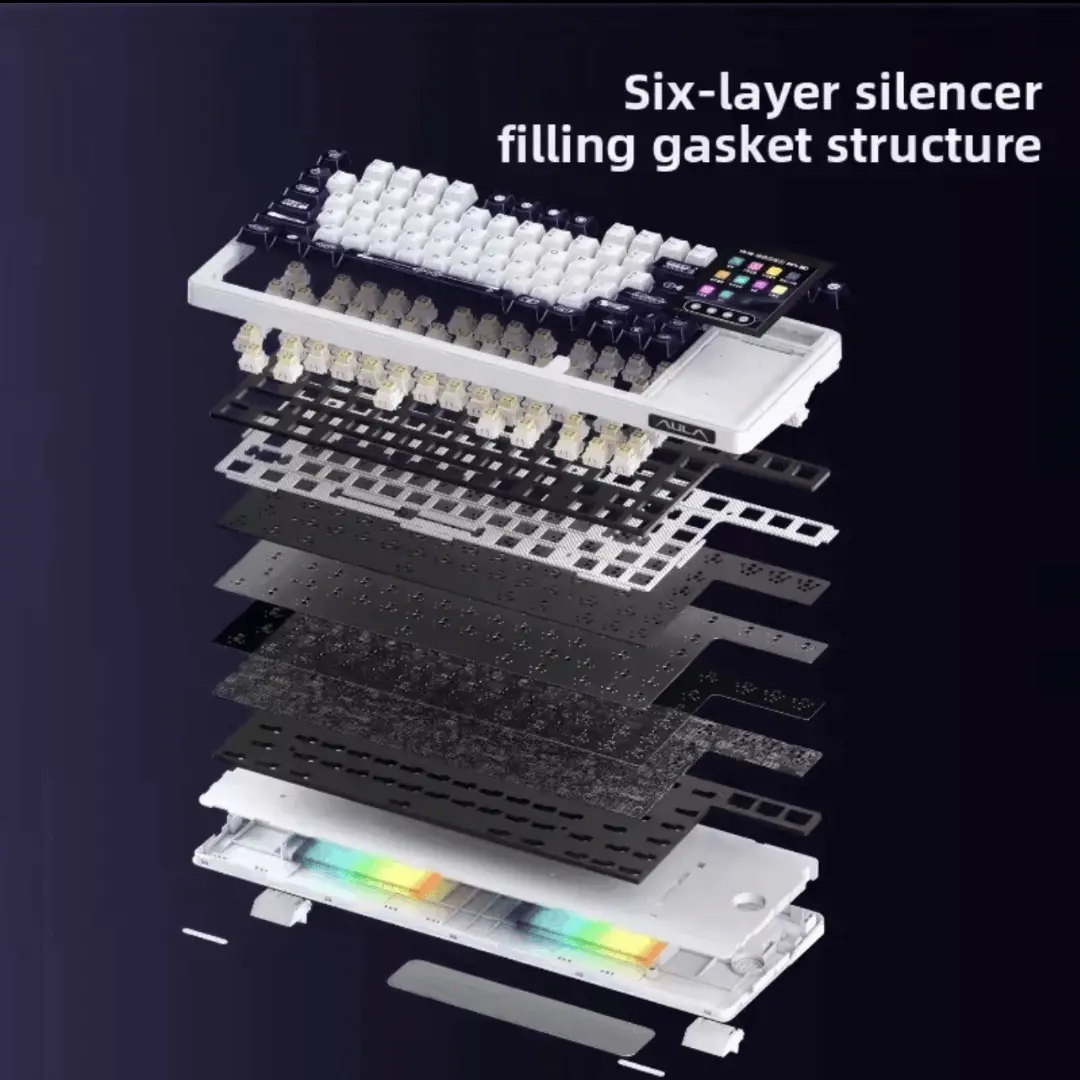 Aula L99 Mechanical Gaming Keyboard, 3.98-inch IPS Touch Screen, RGB LIGHTING: 16 million colour Backlight, SOUND OPTIMIZATION, 8000mAh Battery, Triple Connection Mode