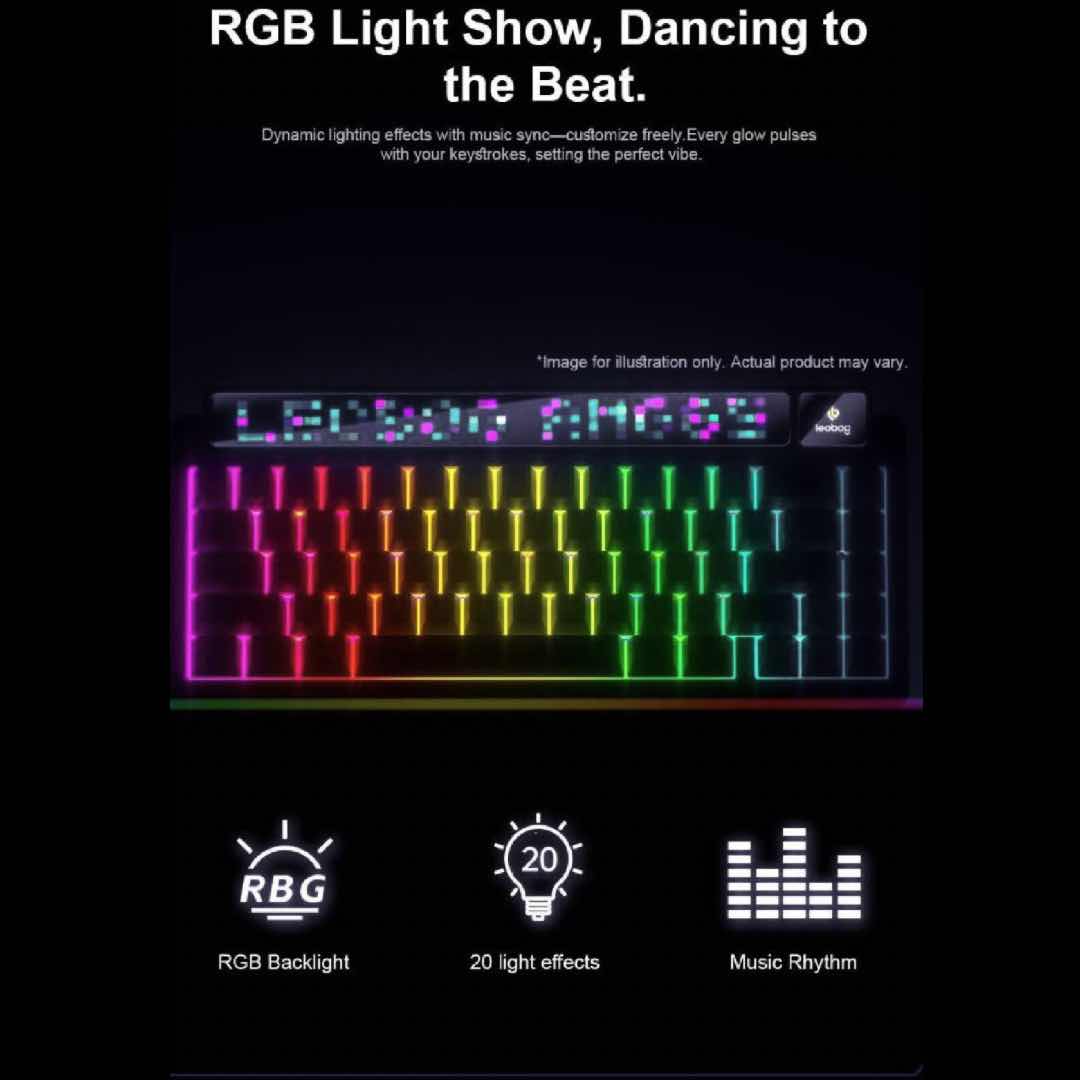 Gaming keyboard with RGB lighting effects on a black background