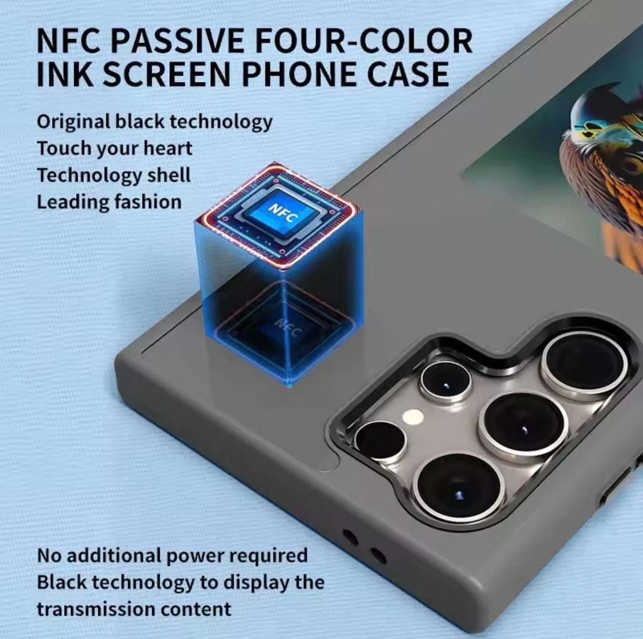 Samsung case, DIY Four-Color E-Ink Screen, Passive NFC Technology, Customisable Display, Durable Protection, for Samsung Galaxy S25Ultra S24 S23 Frosted High-End