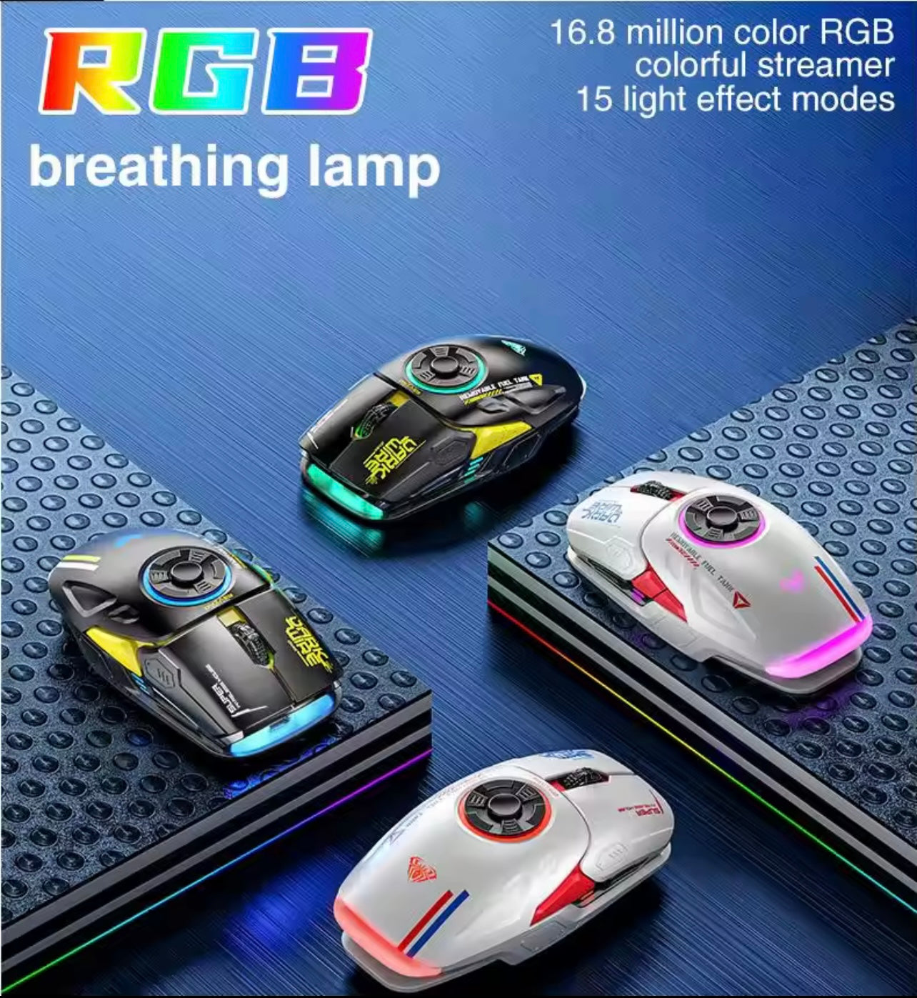 AULA H530 Wireless RGB Fidget Spinner Gaming Mouse 4-Mode Gyro Silent Rechargeable Esports