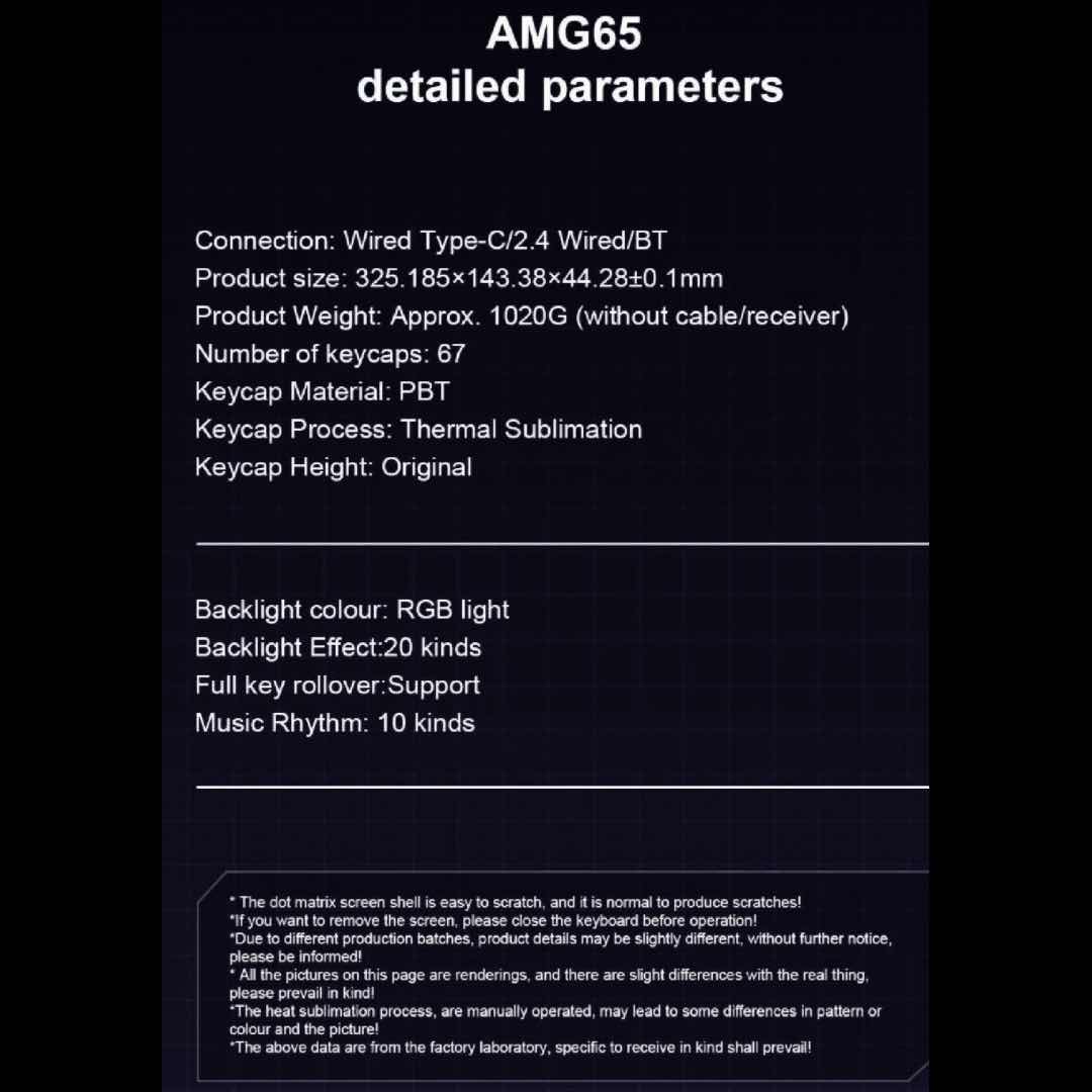 AULA-LEOBOG AMG65 Gasket Mechanical Keyboard, Tri-Mode Connectivity, LED Smart Dual Screen, Gasket Mount Structure, Compact 67 keys, Fully Hot-Swappable Keys, Premium Build & Design