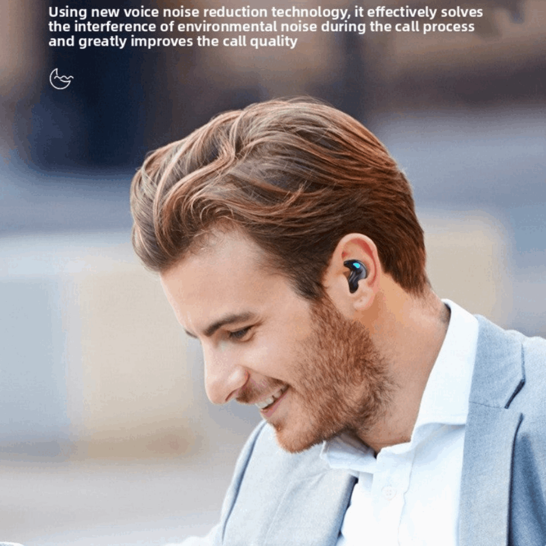Wireless Bluetooth Headset in-ear invisible mini design with TWS, Voice Control & Call Function, Low Latency, Bilateral Stereo Sound, Long Battery Life, Sleep Mode - Energy-saving feature
