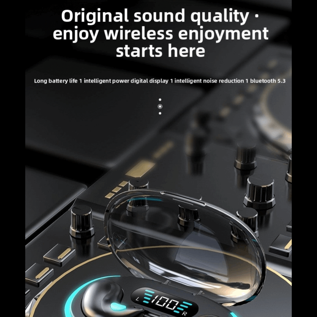 Wireless Bluetooth Headset in-ear invisible mini design with TWS, Voice Control & Call Function, Low Latency, Bilateral Stereo Sound, Long Battery Life, Sleep Mode - Energy-saving feature