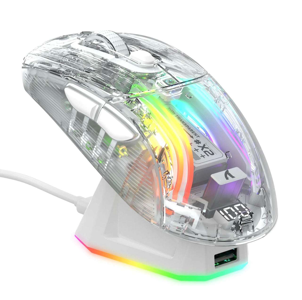 Attack Shark X2 Pro Gaming Mouse, Tri-Mode Wireless 2.4GHz/Bluetooth/Wired, 4000 DPI, RGB Lighting, Silent Clicks, Charging Dock
