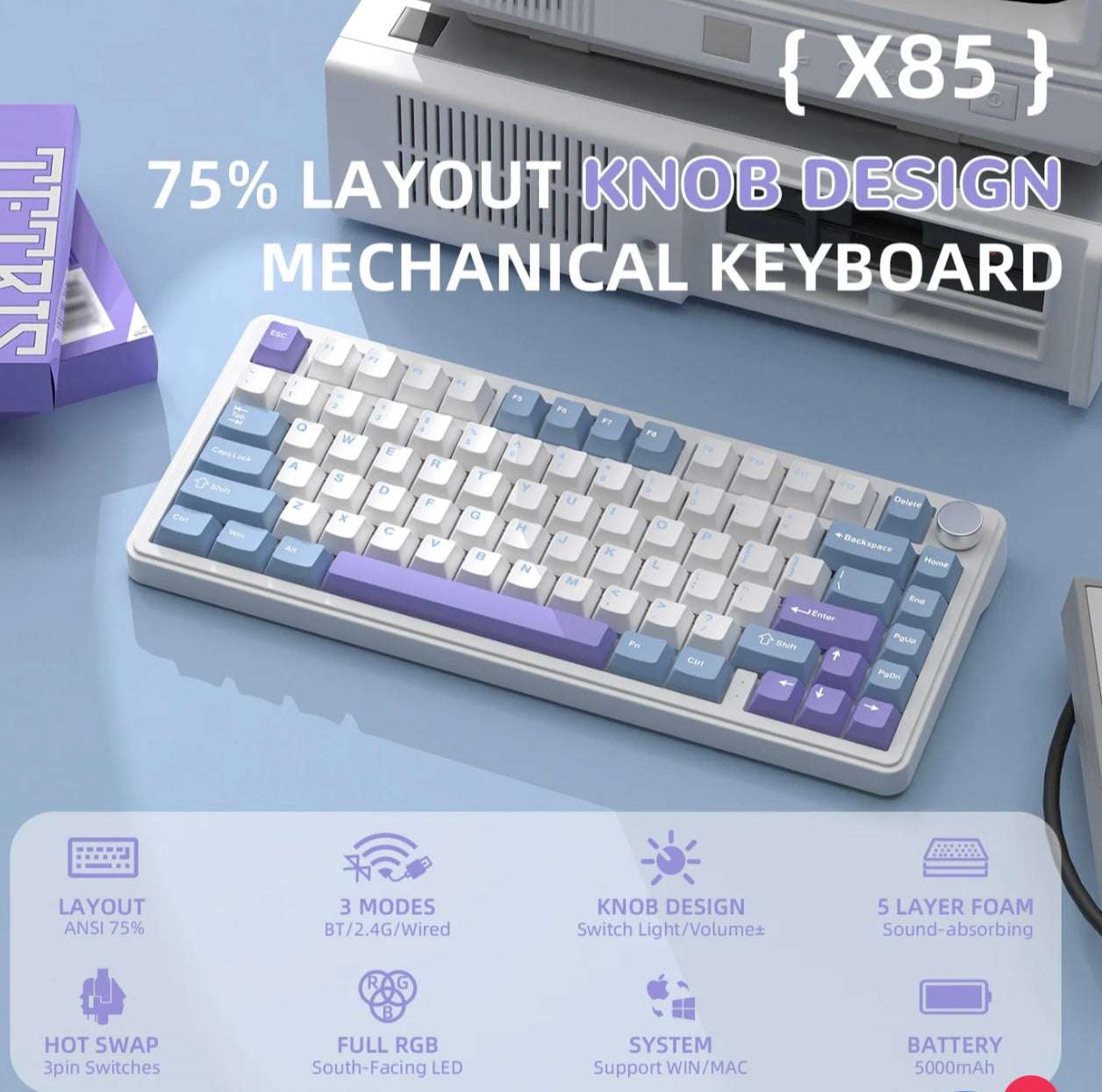 ATTACK SHARK X85 Wireless Mechanical Keyboard