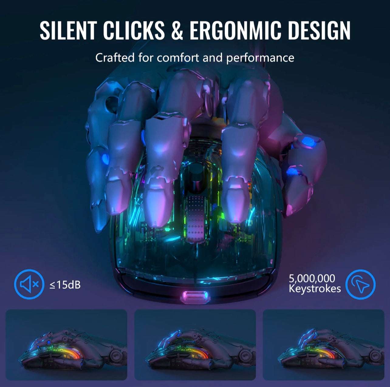 Attack Shark X2 Pro Gaming Mouse, Tri-Mode Wireless 2.4GHz/Bluetooth/Wired, 4000 DPI, RGB Lighting, Silent Clicks, Charging Dock
