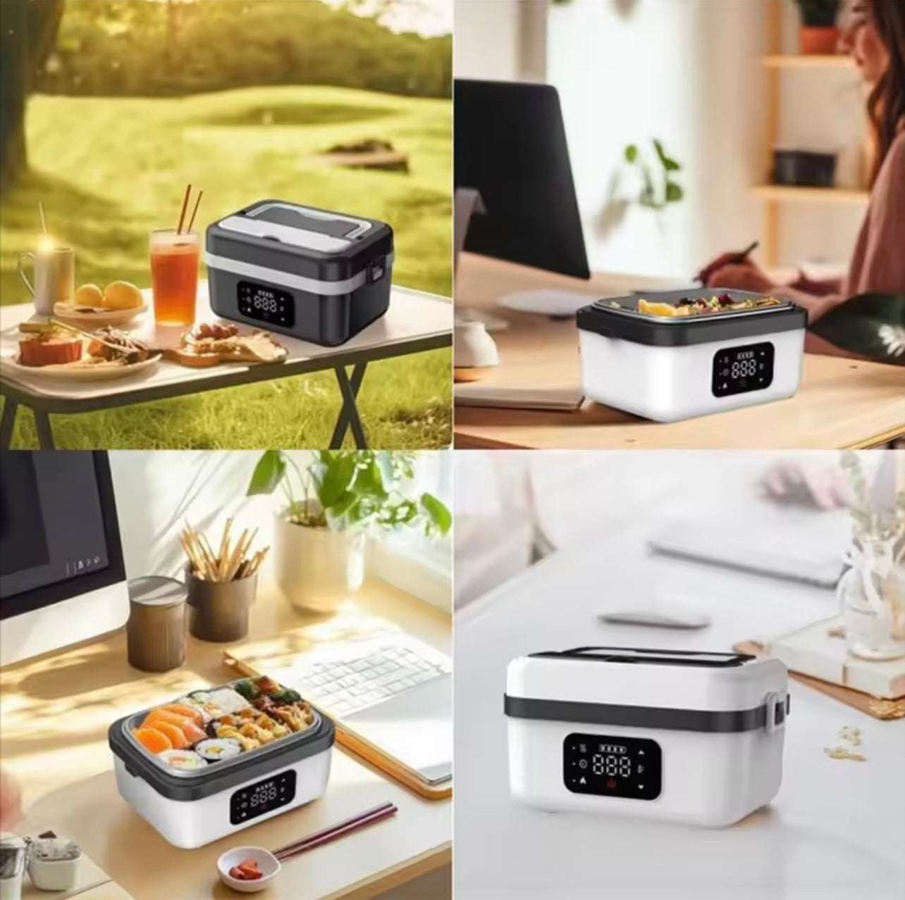 Smart Lunch Box, 1L Cordless Food Warmer, 8000mAh Battery, 6 Temperature Levels, Keep-Warm 15-20h