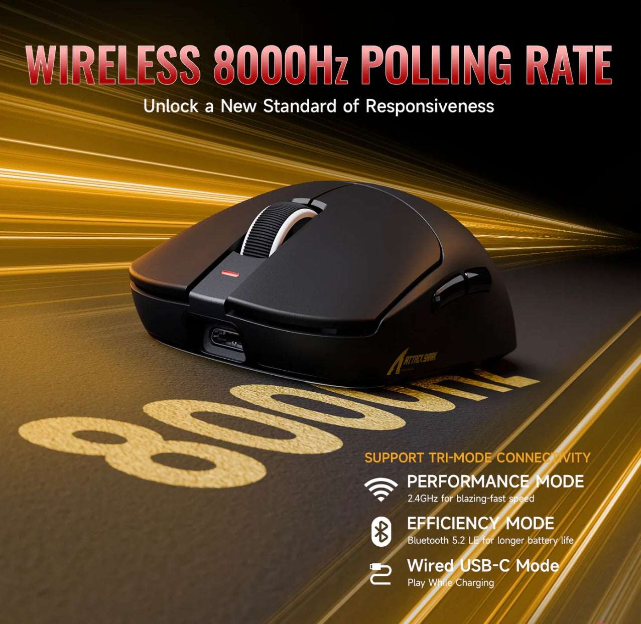 ATTACK SHARK X8 Series Tri-mode Lightweight Wireless Gaming Mouse