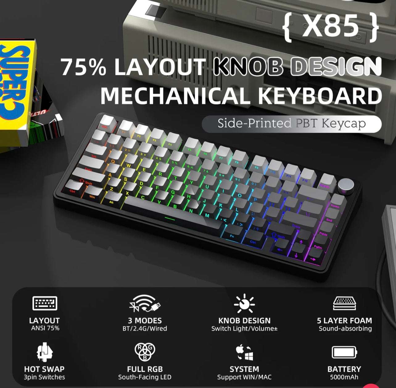 ATTACK SHARK X85 Wireless Mechanical Keyboard