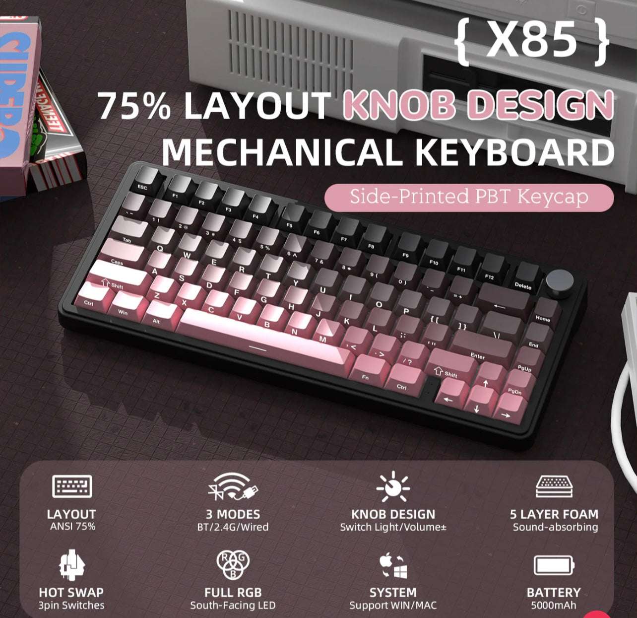 ATTACK SHARK X85 Wireless Mechanical Keyboard