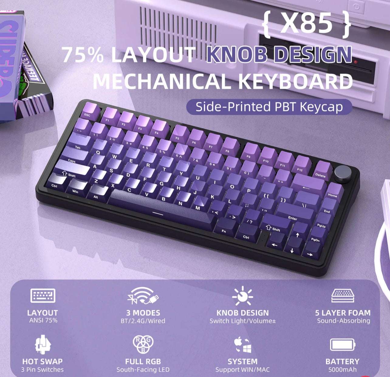 ATTACK SHARK X85 Wireless Mechanical Keyboard