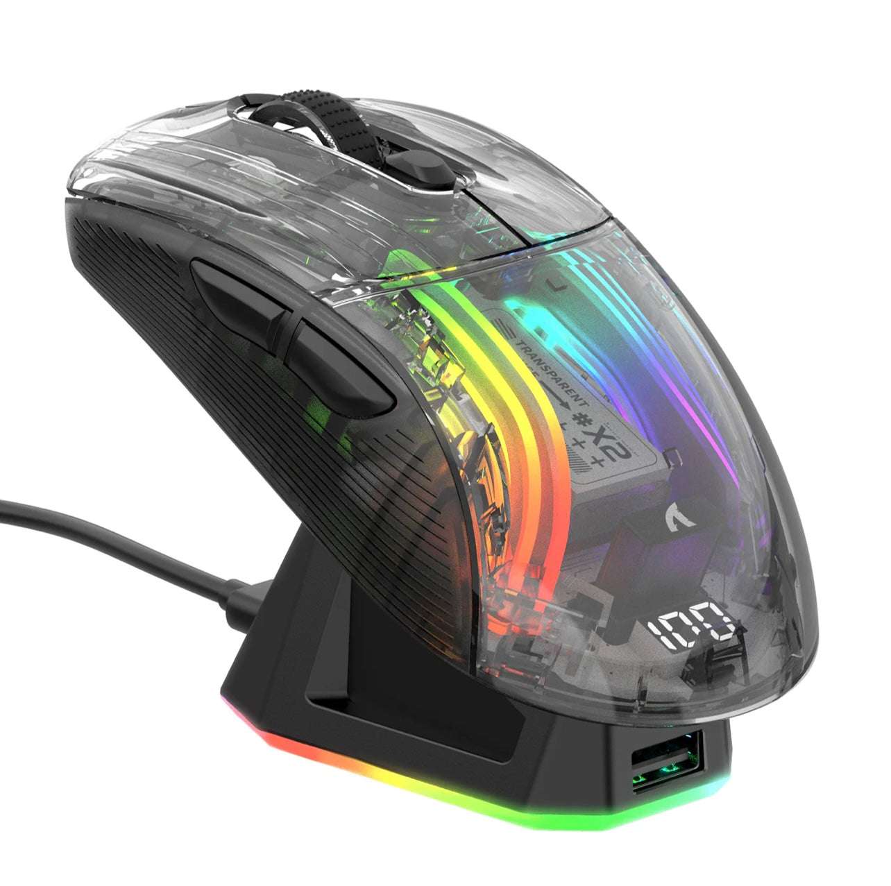 Attack Shark X2 Pro Gaming Mouse, Tri-Mode Wireless 2.4GHz/Bluetooth/Wired, 4000 DPI, RGB Lighting, Silent Clicks, Charging Dock