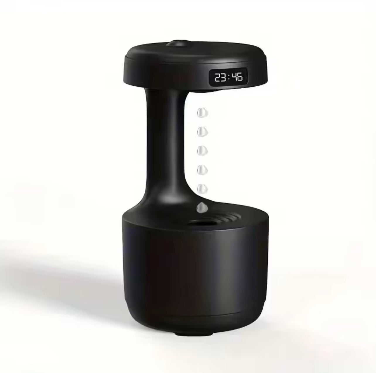 USB Anti-Gravity Humidifier with Clock & Night Light – Cool Mist Air Purifier and Mood Enhancer for Living Room, Bedroom & Office