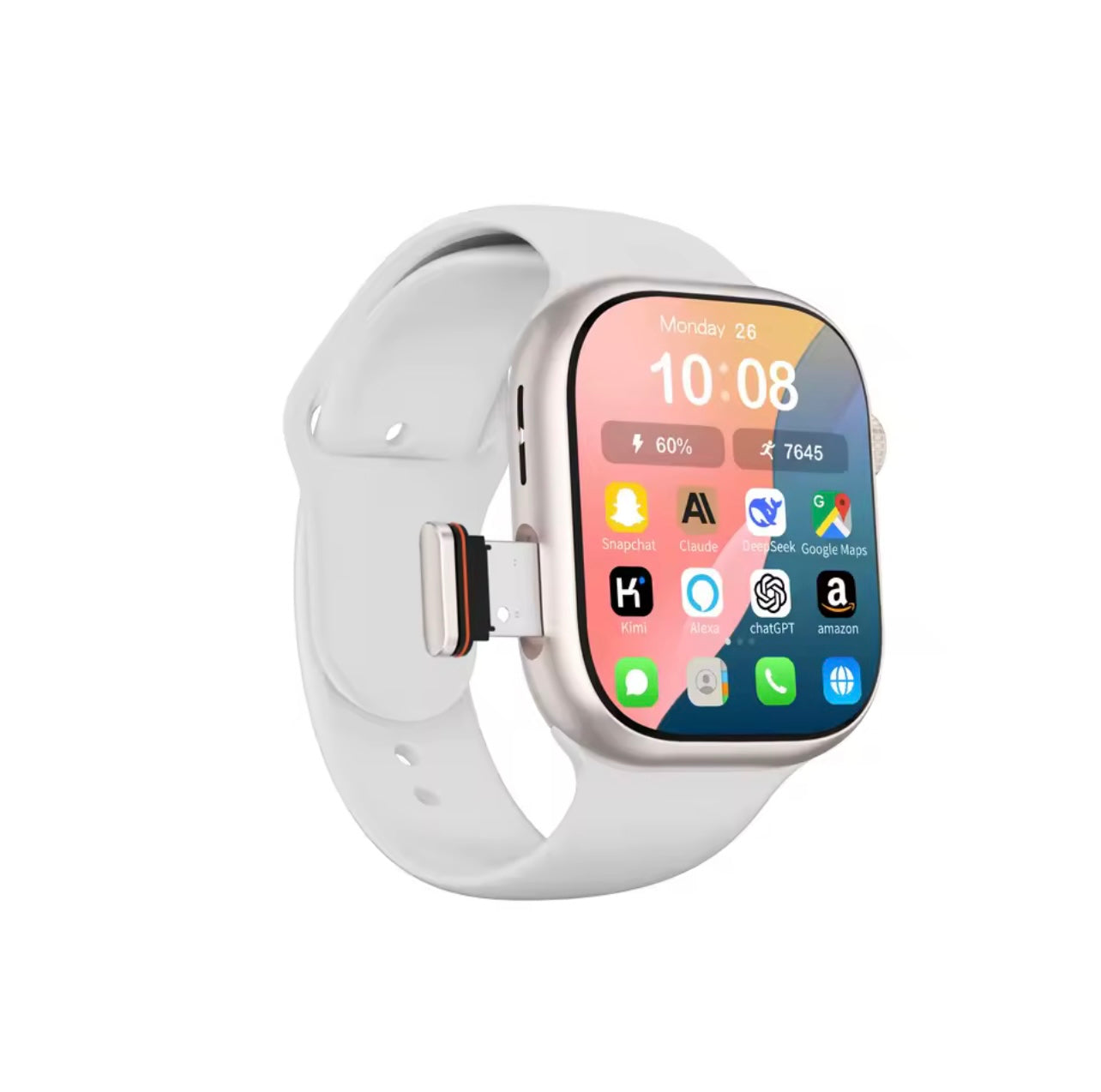 Smart Watch for Men & Women,2.04 Inch HD screen with Rotating Camera,SIM card|Wifi|Apps|Voice call|Health Monitoring|social entertainment|NFC|remote selfie control|Gesture control|Wireless Charging,Battery up to 7 days,Compatible with IOS & Android