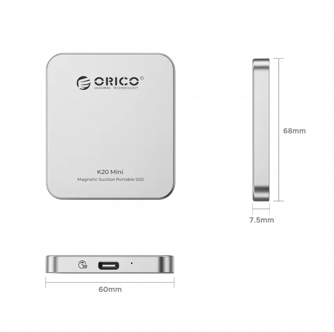 ORICO K20Mini Magnetic External SSD β 2000MB/s Portable Storage for iPhone 16/15 Pro & Pro Max | 4K ProRes HDR Recording Drive