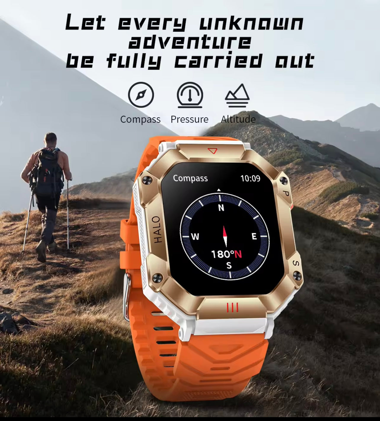 Men’s Military Smartwatch with Bluetooth Call, Large Battery, Compass & Waterproof Sports Design – Outdoor Electronic Watch