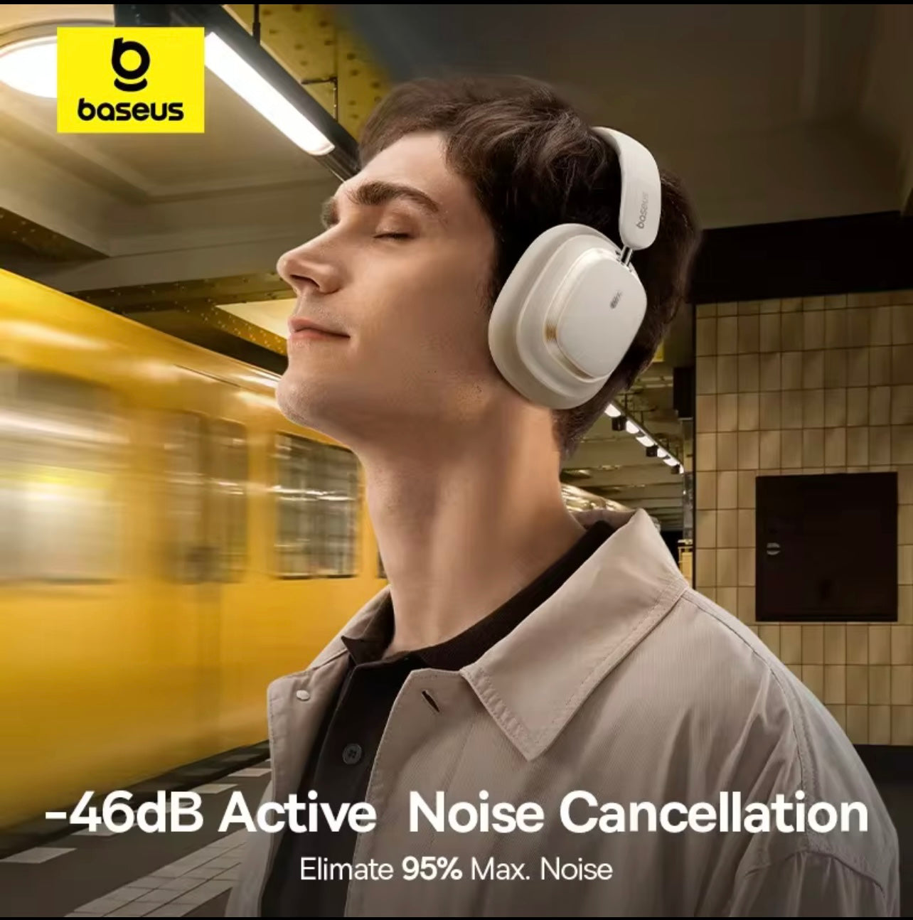 Baseus Bowie H1s Wireless Headphones – Bluetooth 5.4, 46dB Noise Cancelling, Hi-Res Spatial Audio, Over-Ear Comfort, 120H Playtime