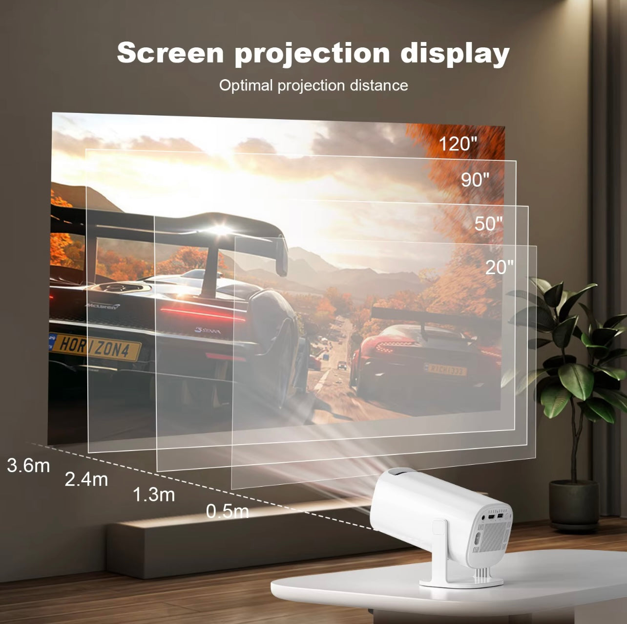 P30 Max 4K Smart Projector, Home Theater, LCD Full HD, 180° Flexible Projection, with 2 Wireless Controllers, 10 emulators and 128GB TF Support