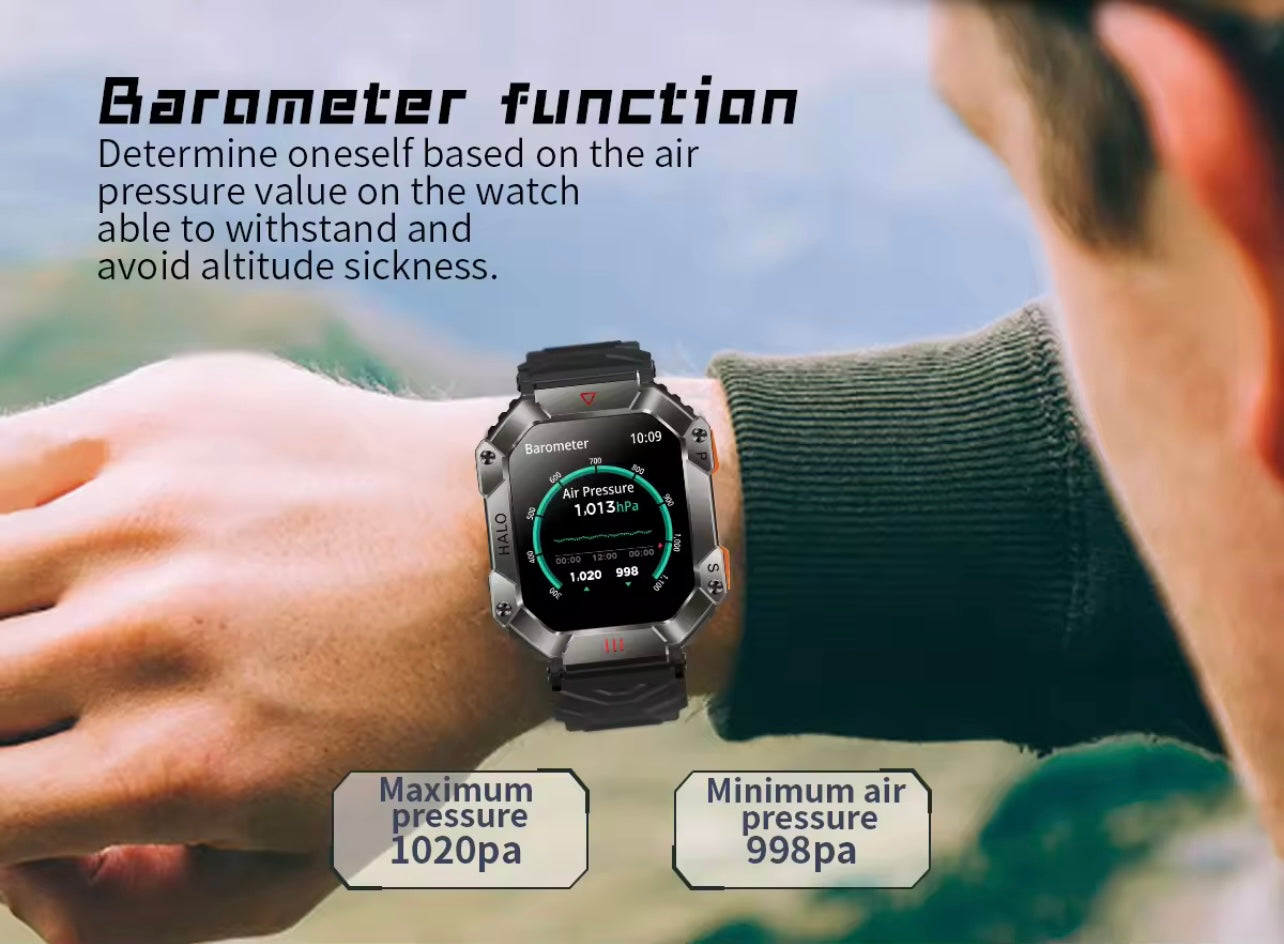 Men’s Military Smartwatch with Bluetooth Call, Large Battery, Compass & Waterproof Sports Design – Outdoor Electronic Watch
