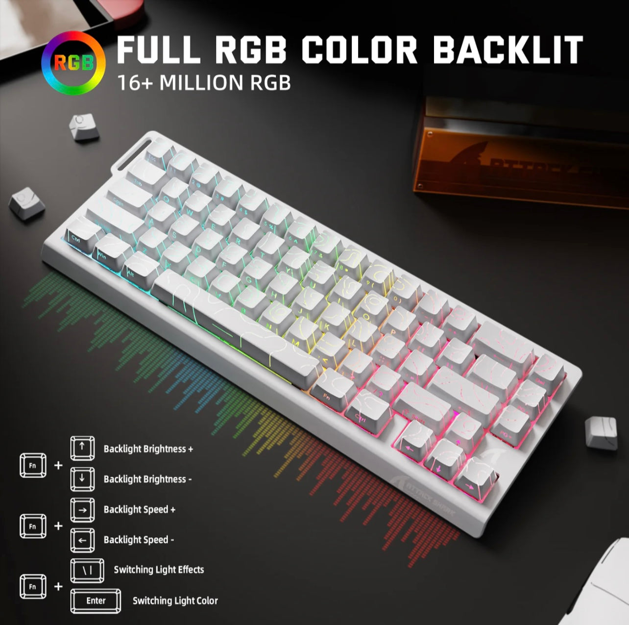 ATTACK SHARK X68 PRO HE Gaming Keyboard 8K Hz RGB Hot-Swap Rapid Trigger