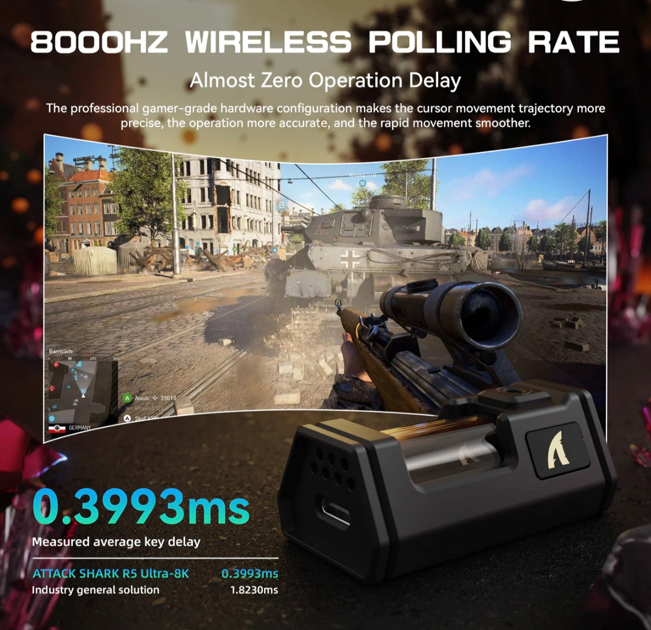 ATTACK SHARK R5 Ultra Carbon Fiber Wireless 8K PAW3950MAX Gaming Mouse