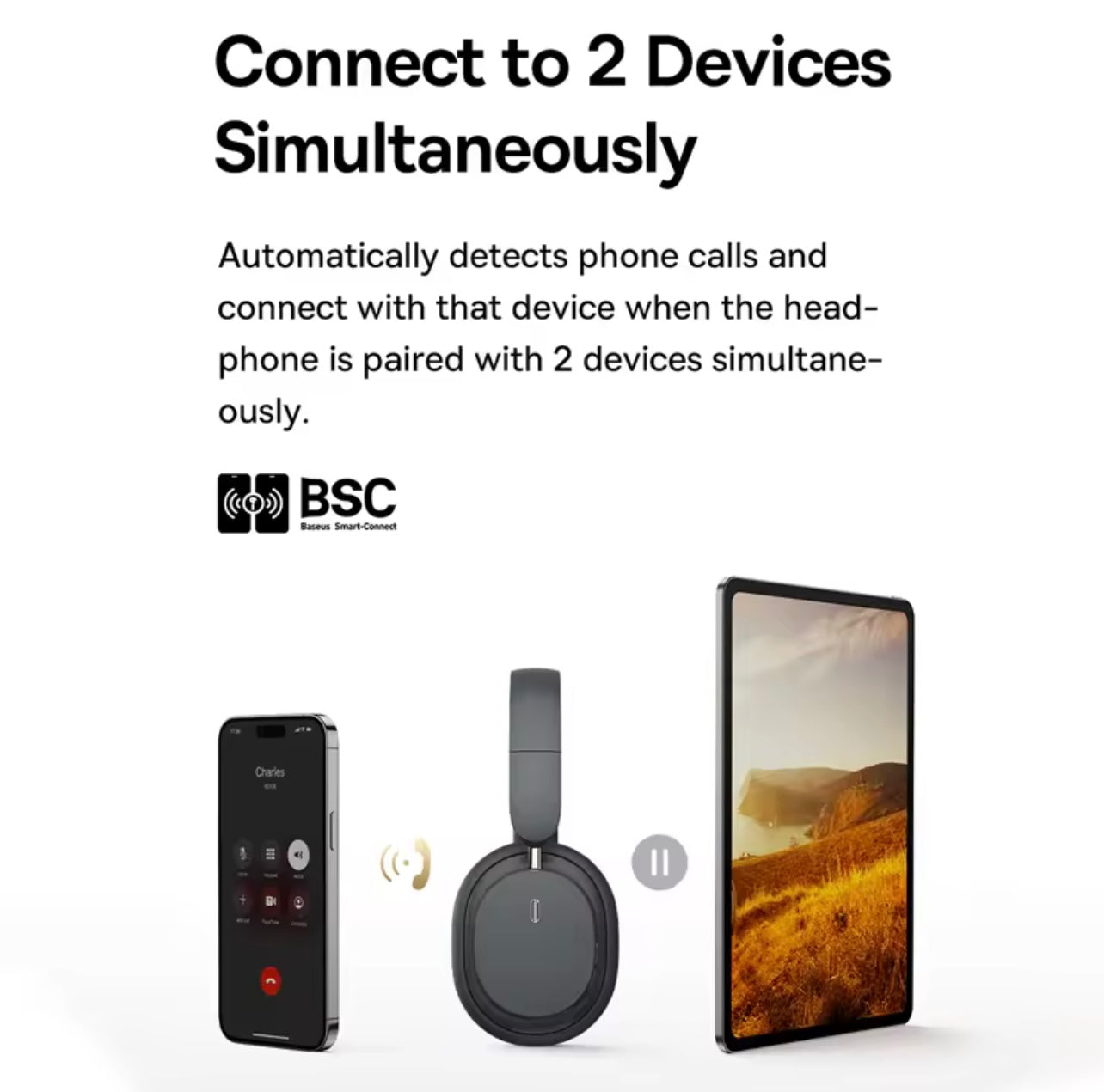 Baseus Bowie D05 Wireless Headphones – Bluetooth 5.3, 3D Spatial Audio, 40mm Drivers, Foldable Over-Ear Design, 70H Playtime