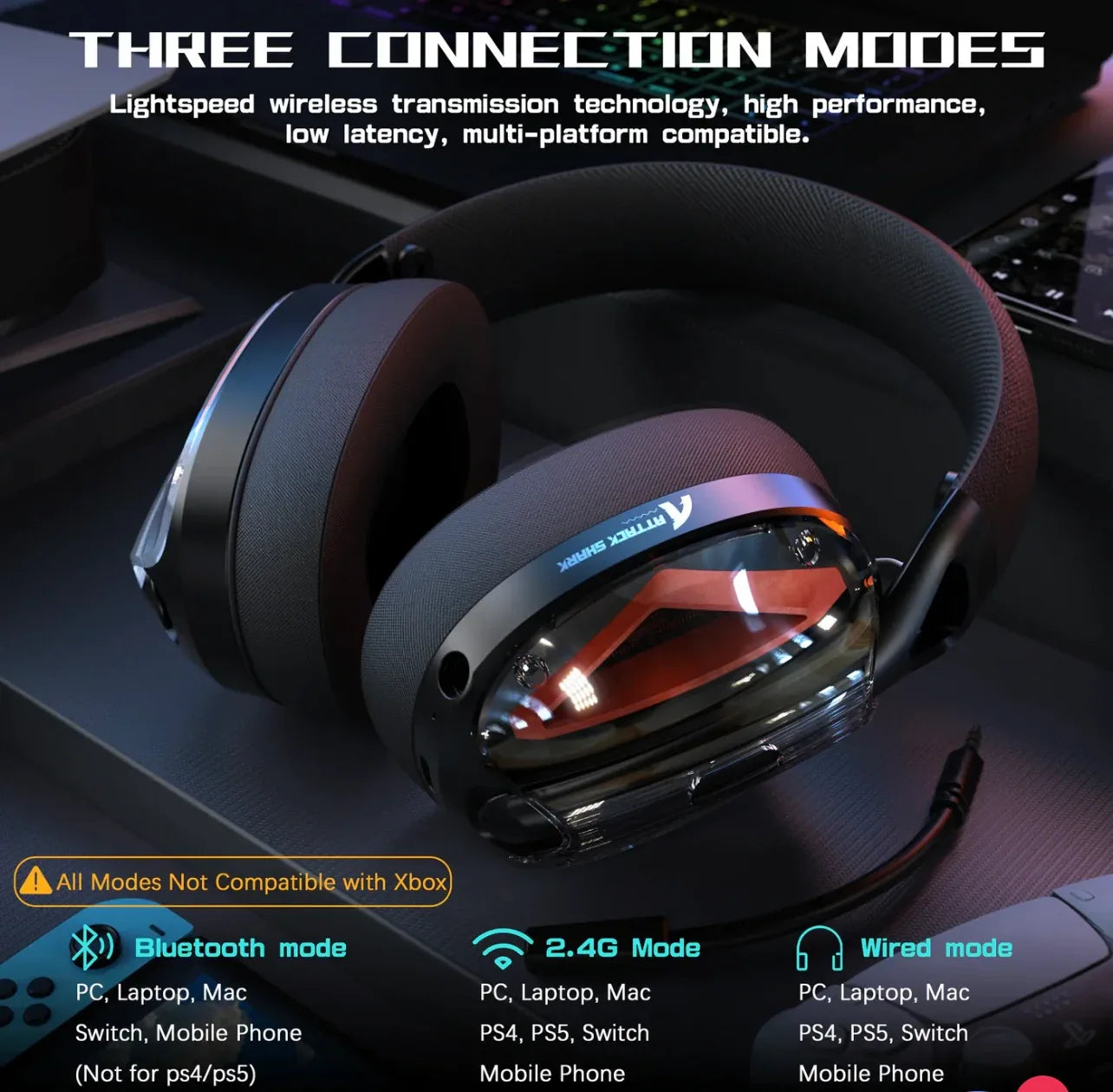 ATTACK SHARK L60 Gaming Headset – Ultra-Light Tri-Mode Design for Ultimate Gaming Experience - ZeeTec Store