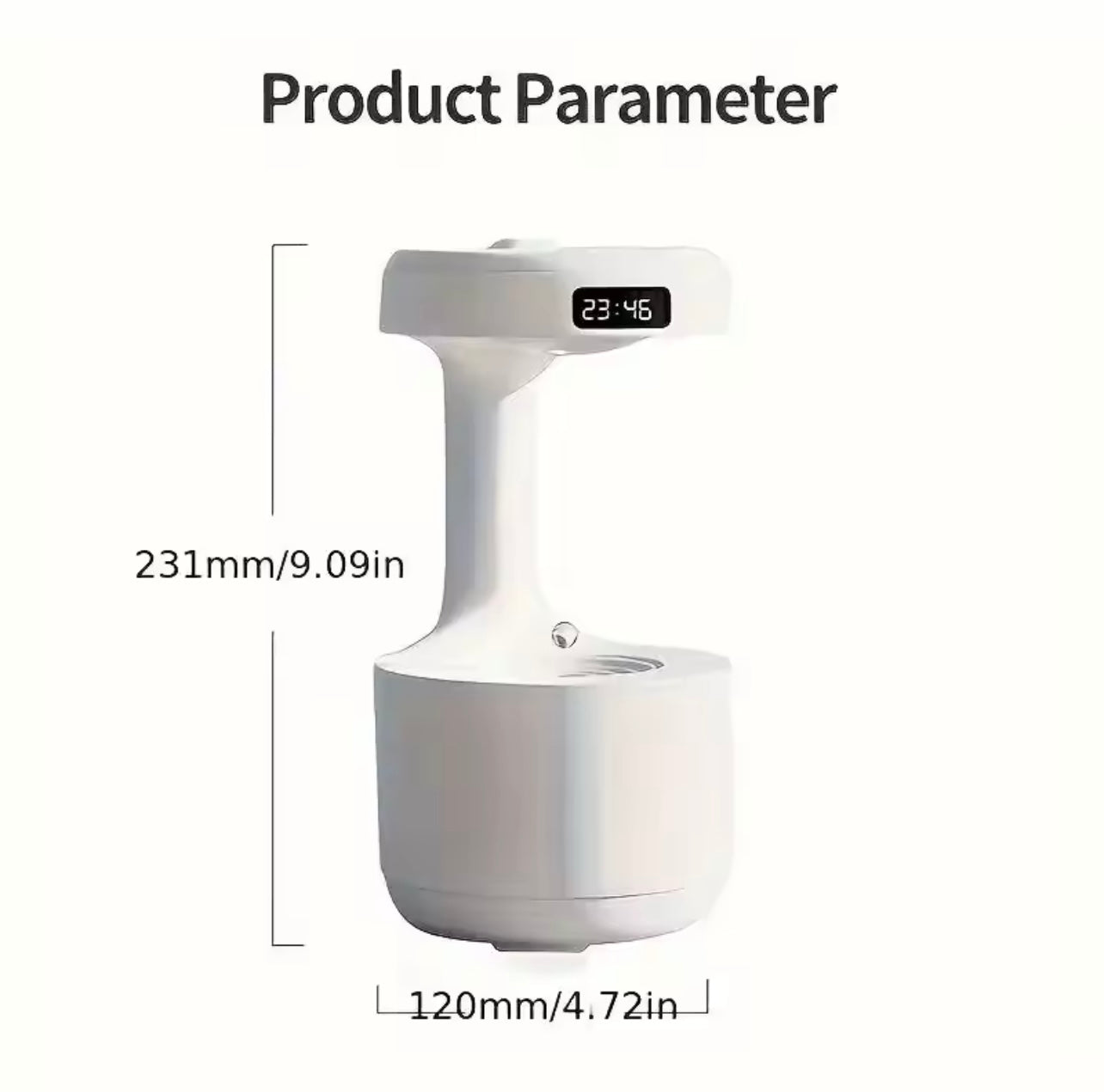 USB Anti-Gravity Humidifier with Clock & Night Light – Cool Mist Air Purifier and Mood Enhancer for Living Room, Bedroom & Office