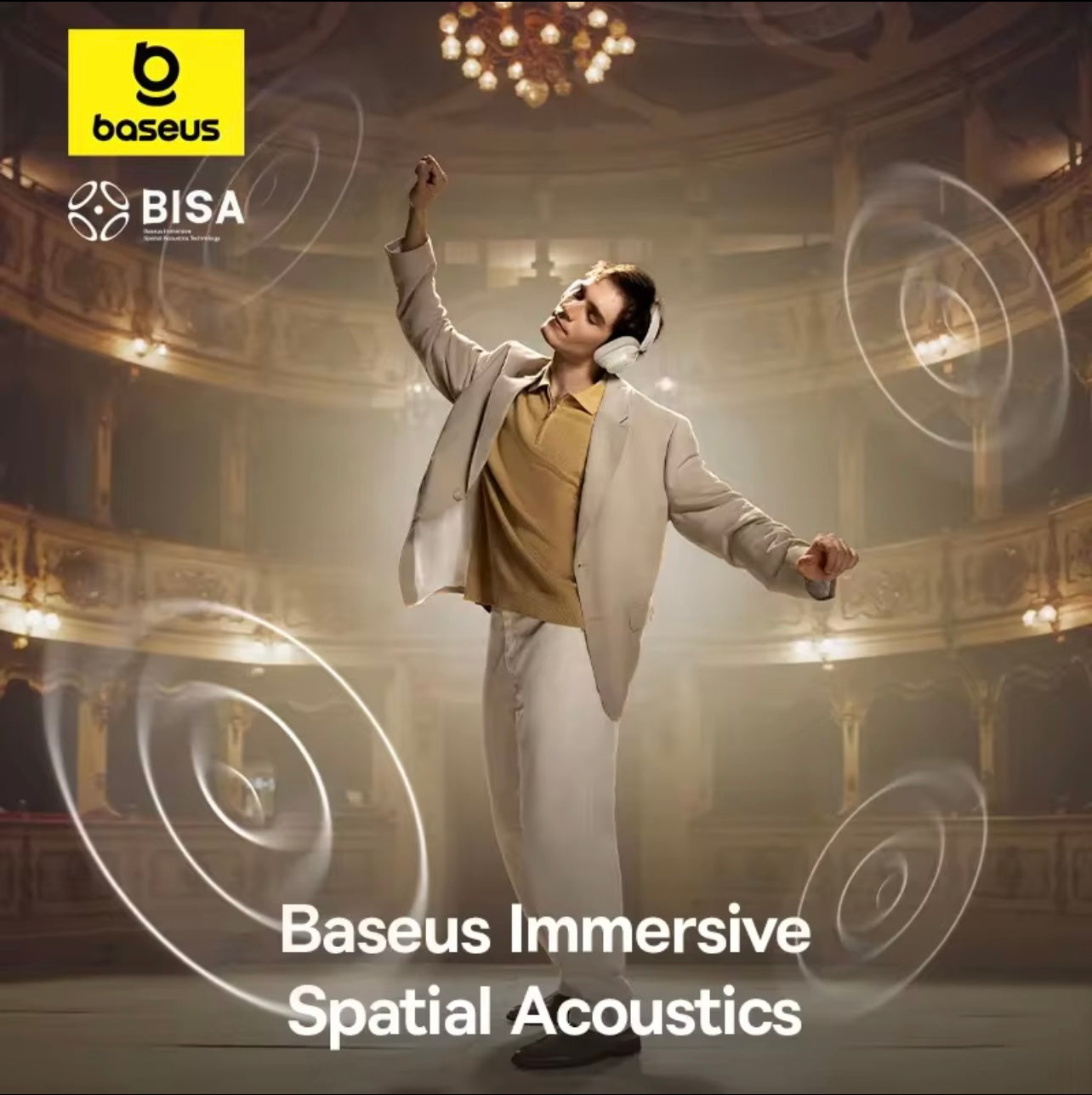 Baseus Bowie H1s Wireless Headphones – Bluetooth 5.4, 46dB Noise Cancelling, Hi-Res Spatial Audio, Over-Ear Comfort, 120H Playtime
