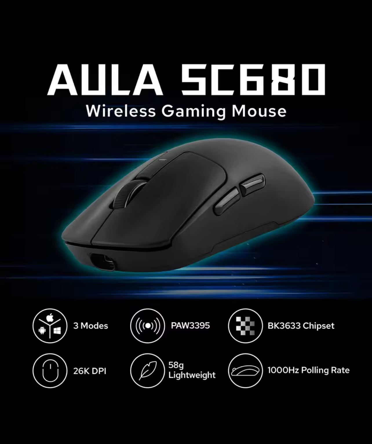 AULA SC680 Three-mode Gaming Mouse