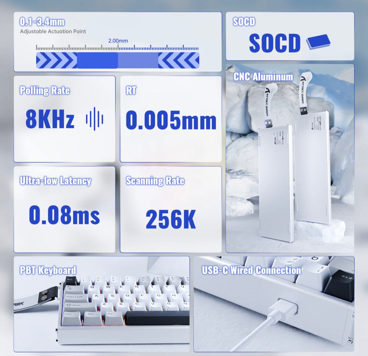 ATTACK SHARK X68MAX HE Rapid Trigger Aluminum Keyboard Magnetic Switch