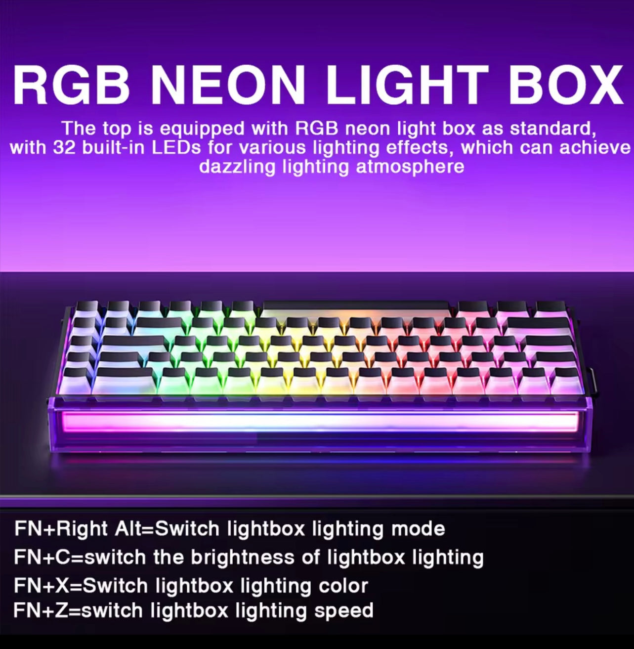 AULA HERO 68 HE Keyboard, Compact 68-Key Layout, Magnetic Switches with Rapid Trigger, High-Speed 8K Return Rate, Hot-Swap Switch Design, Durable Wired Connection, Dynamic RGB Backlighting, Neon light box