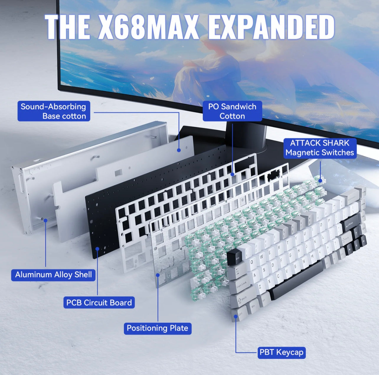 ATTACK SHARK X68MAX HE Rapid Trigger Aluminum Keyboard Magnetic Switch