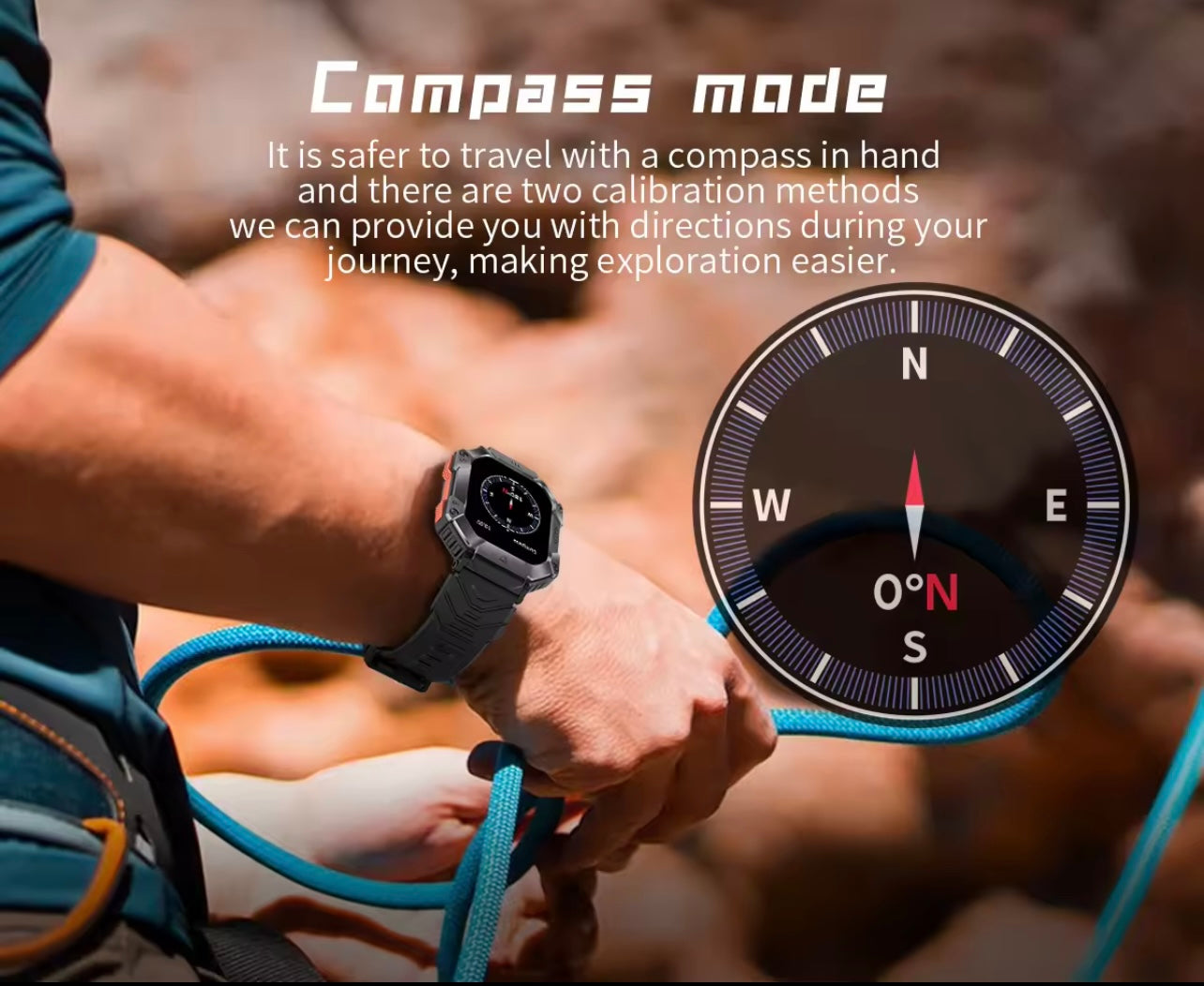 Men’s Military Smartwatch with Bluetooth Call, Large Battery, Compass & Waterproof Sports Design – Outdoor Electronic Watch