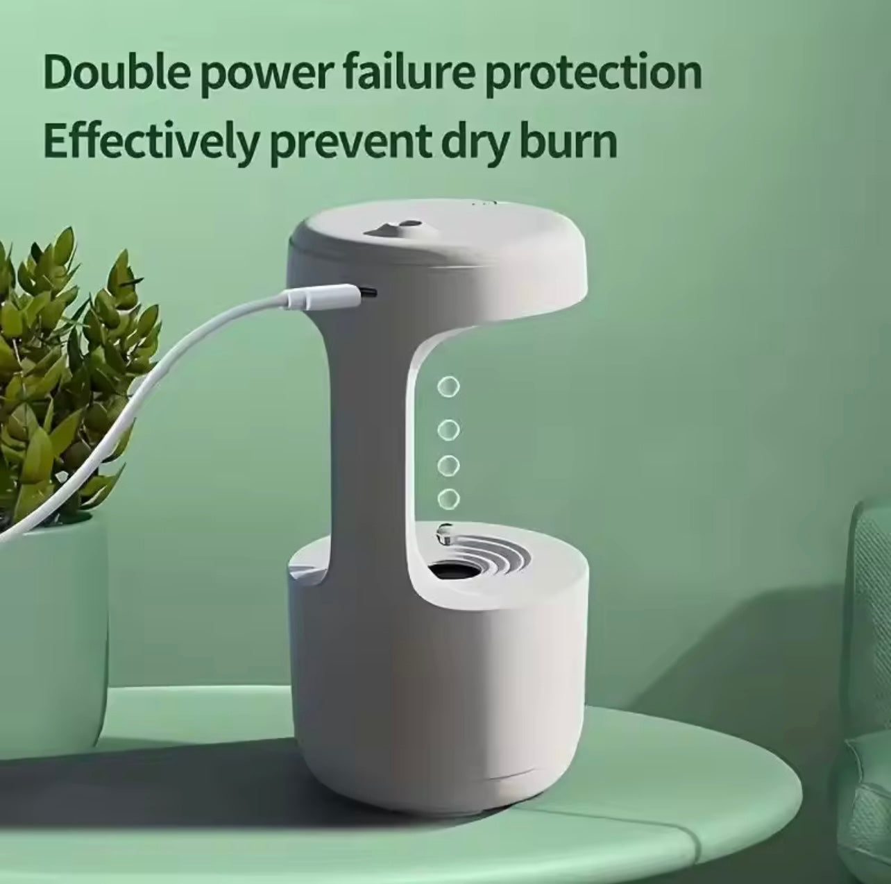USB Anti-Gravity Humidifier with Clock & Night Light – Cool Mist Air Purifier and Mood Enhancer for Living Room, Bedroom & Office