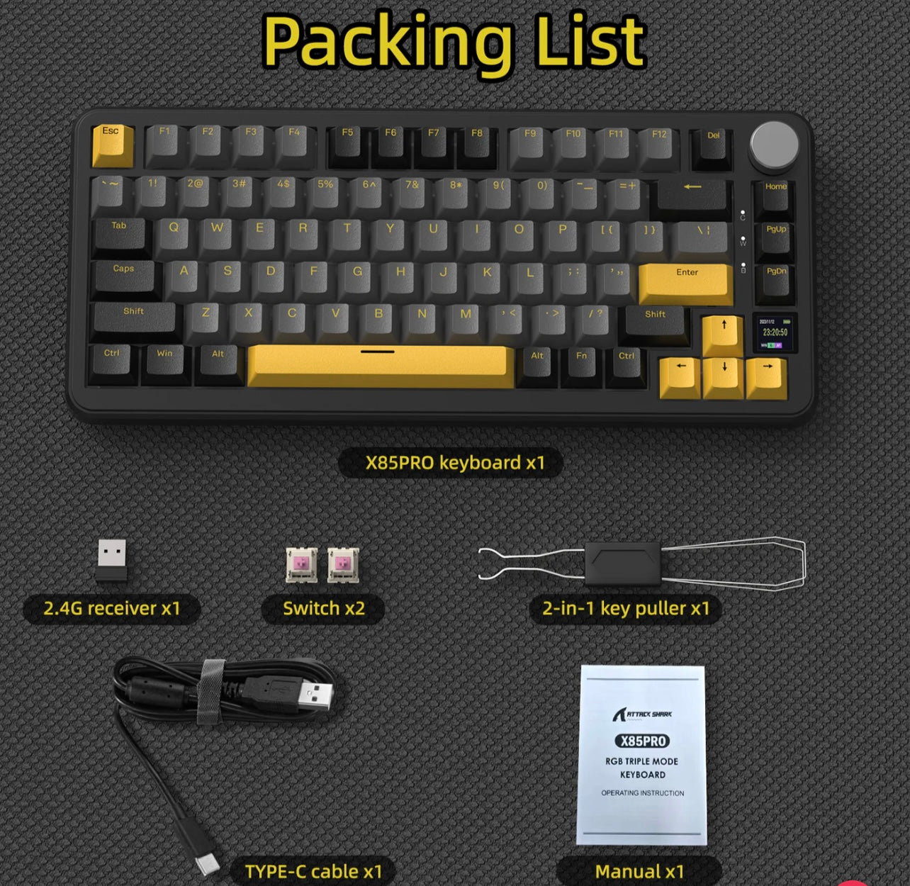 ATTACK SHARK X85PRO Tri-mode Gasket Mechanical Keyboard