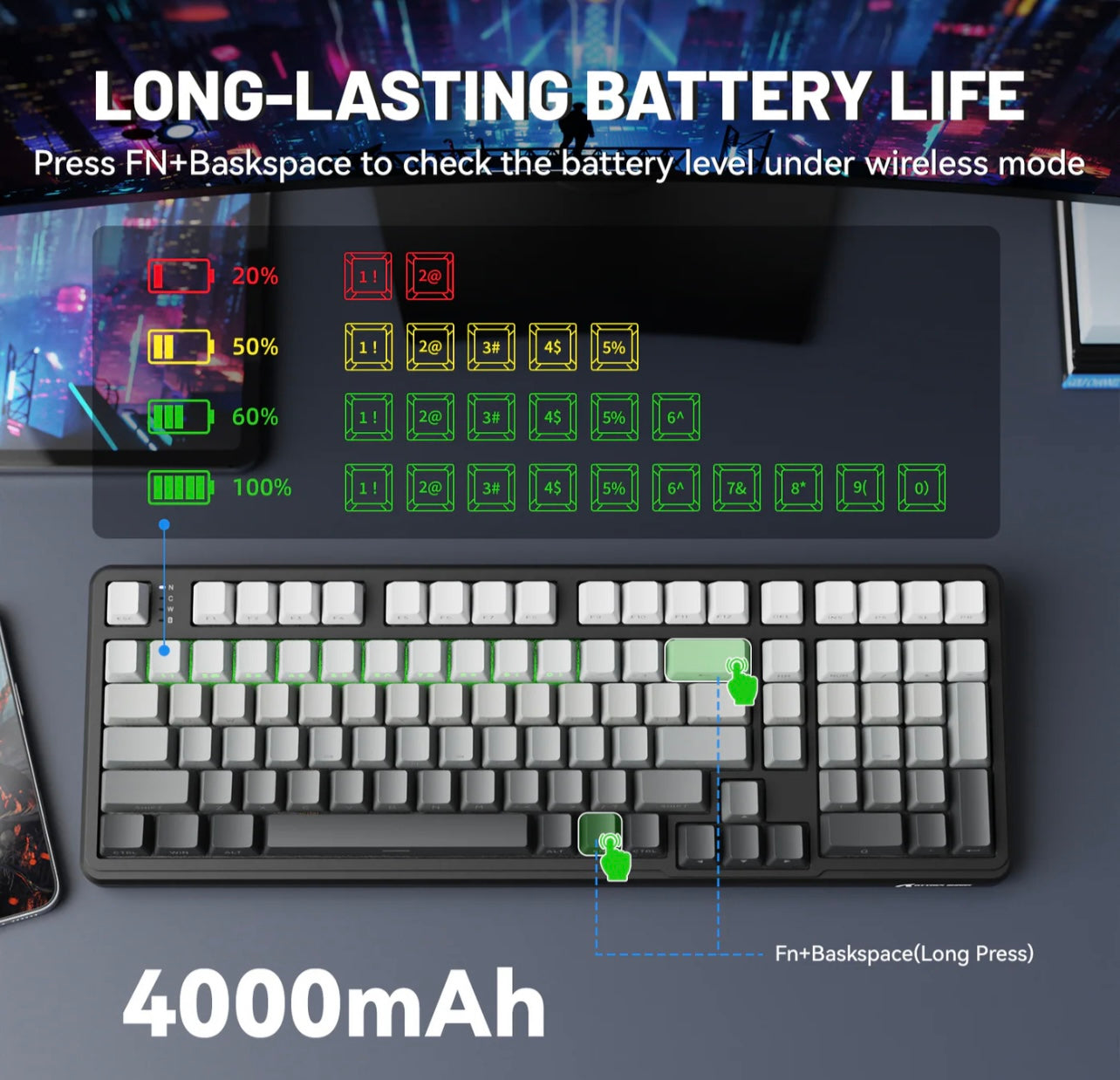 ATTACK SHARK X98 Full-size Wireless Mechanical Keyboard