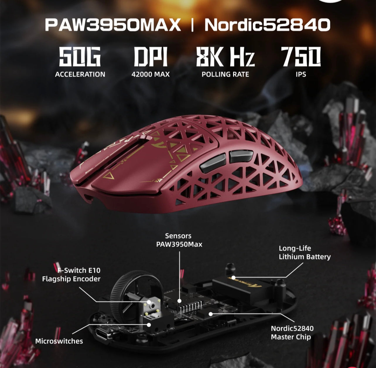 ATTACK SHARK R5 Ultra Carbon Fiber Wireless 8K PAW3950MAX Gaming Mouse