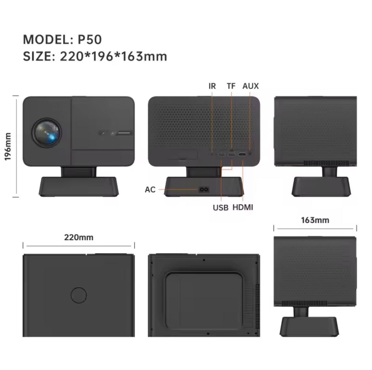 P50 MAX LED Gaming Projector 1080P HD | 4K Support, Auto Focus, 450 Lumens, 2+16GB | Home Theater, TV & Video Game Projector (H713)