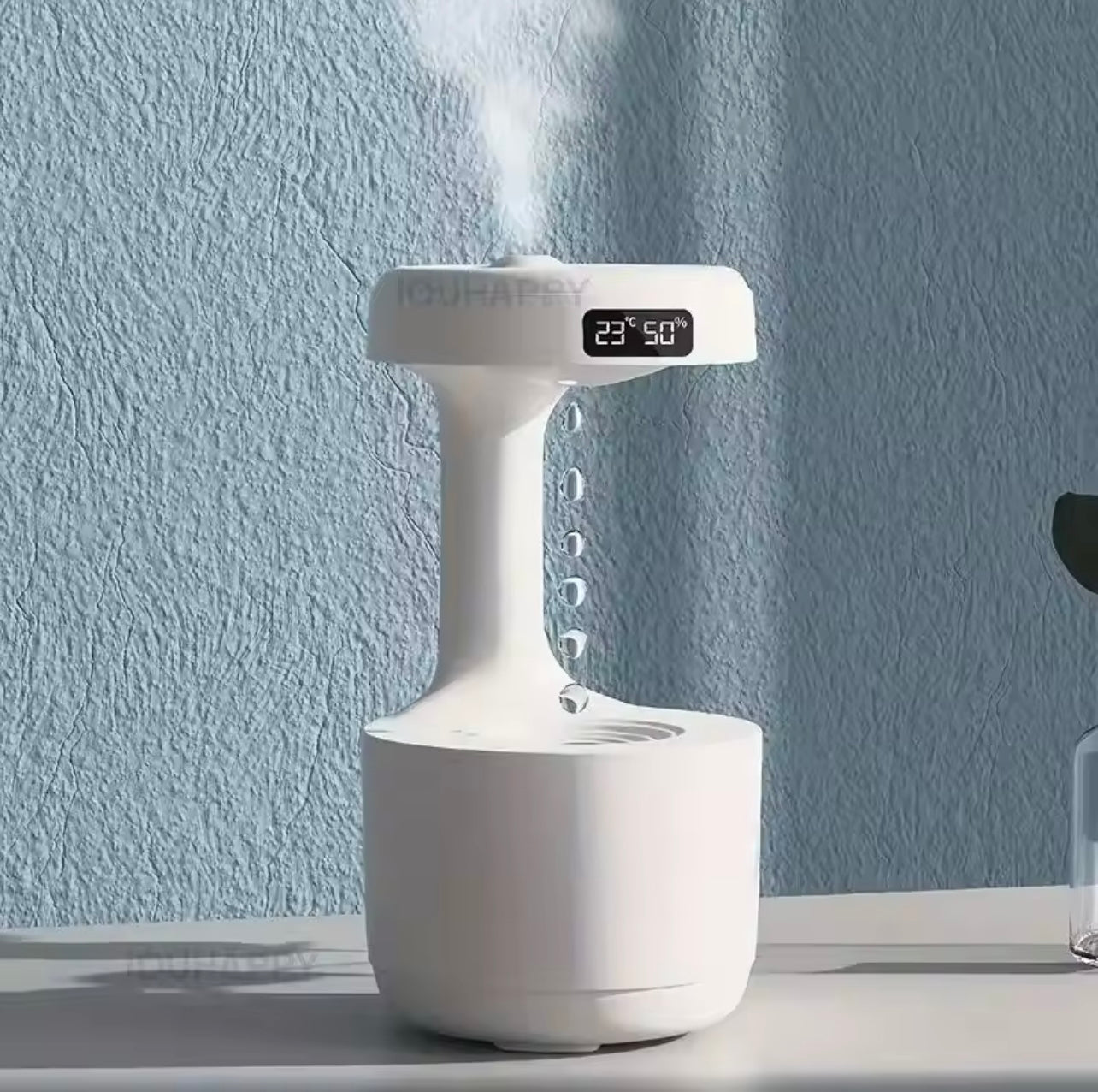 USB Anti-Gravity Humidifier with Clock & Night Light – Cool Mist Air Purifier and Mood Enhancer for Living Room, Bedroom & Office