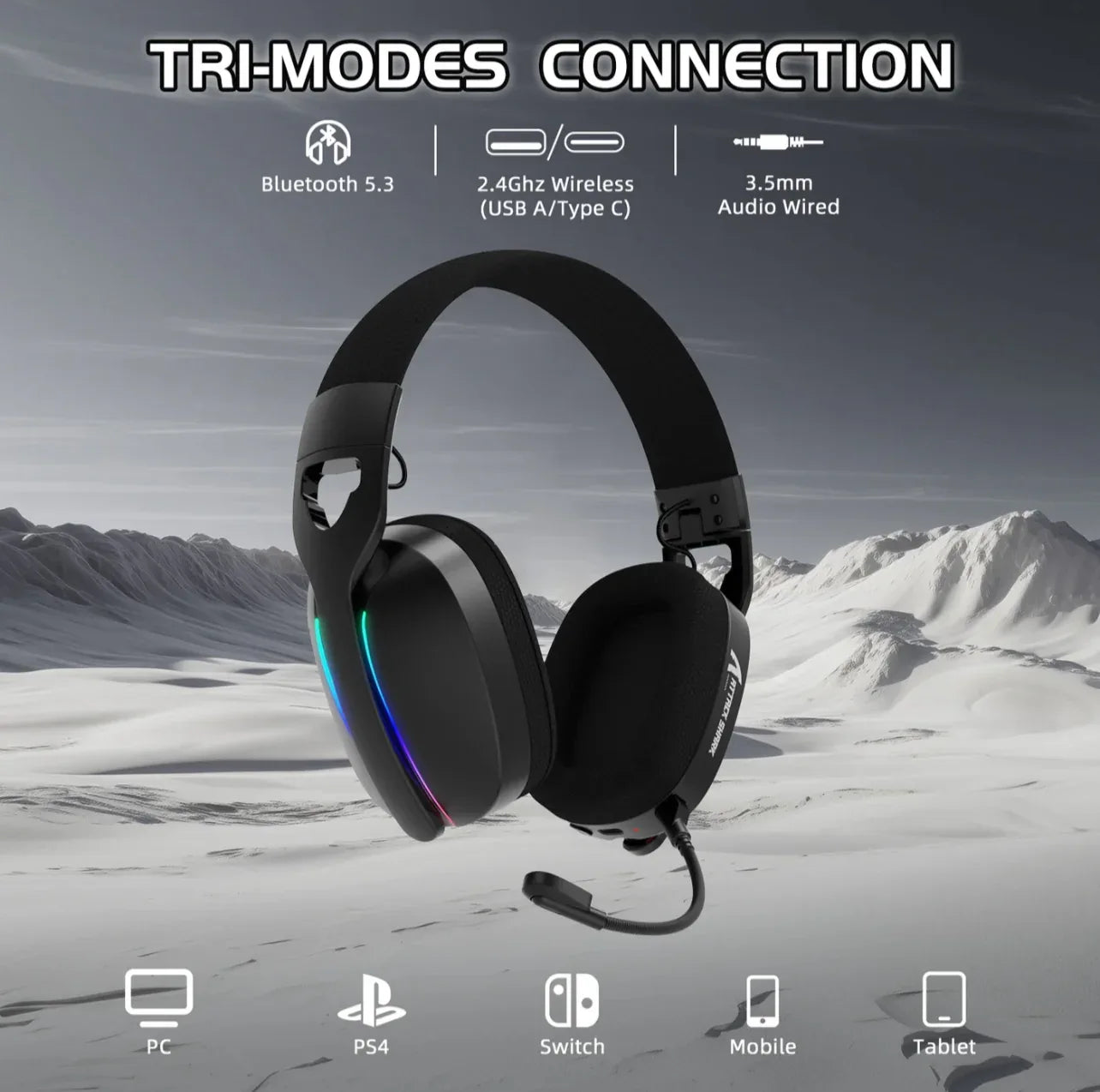 ATTACK SHARK L90 Gaming Headset - Foldable RGB Ultra-Light Tri-Mode Design - ZeeTec Store
