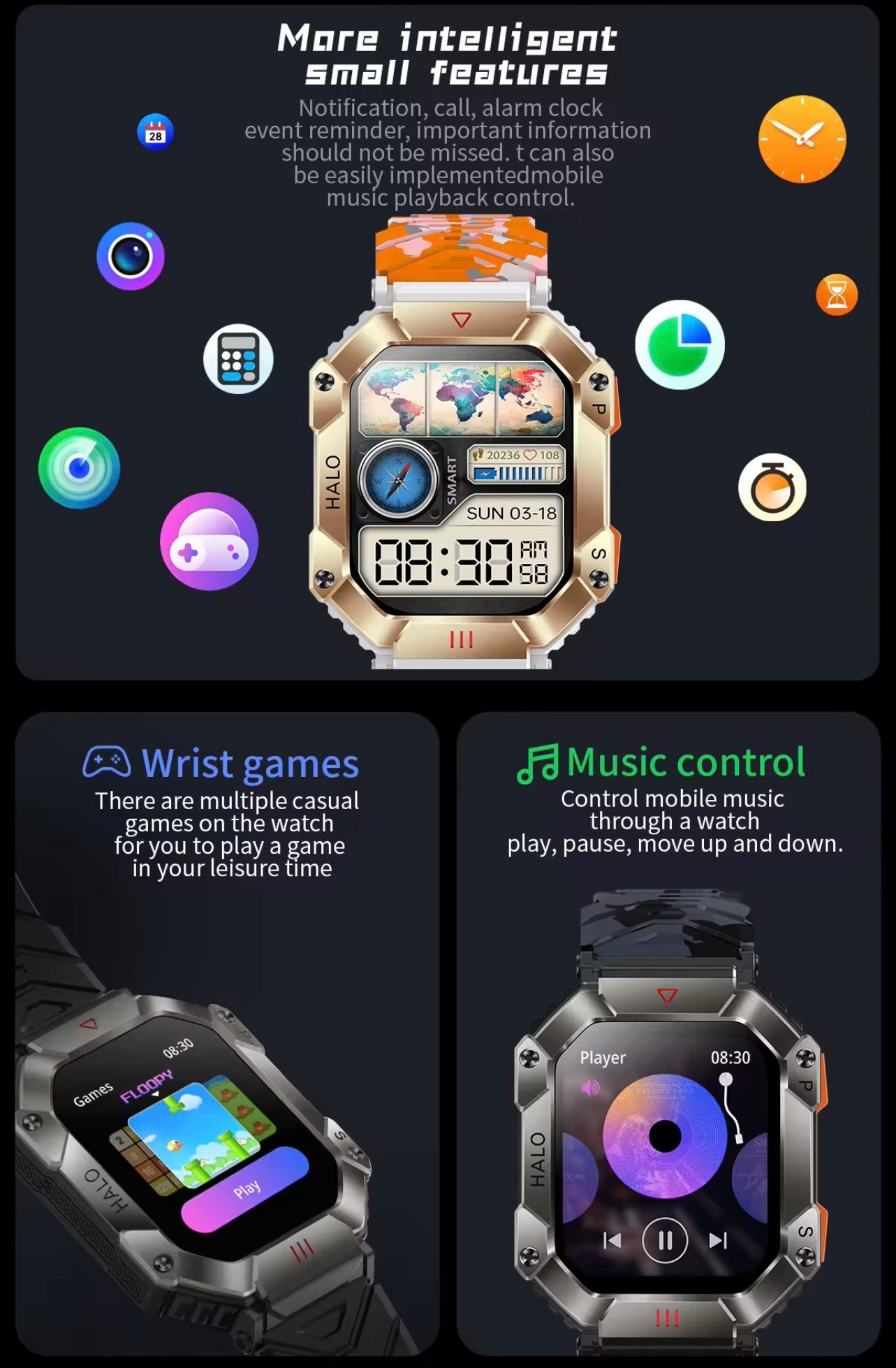Men’s Military Smartwatch with Bluetooth Call, Large Battery, Compass & Waterproof Sports Design – Outdoor Electronic Watch