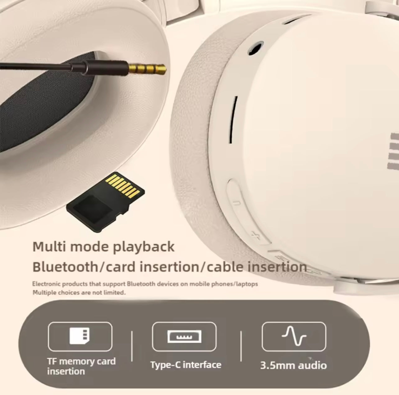 Xiaomi Wireless Bluetooth Headphones – Over-Ear Hi-Fi Stereo, Foldable Lightweight Design, TF Card Support, 3.5mm & Type-C Interface