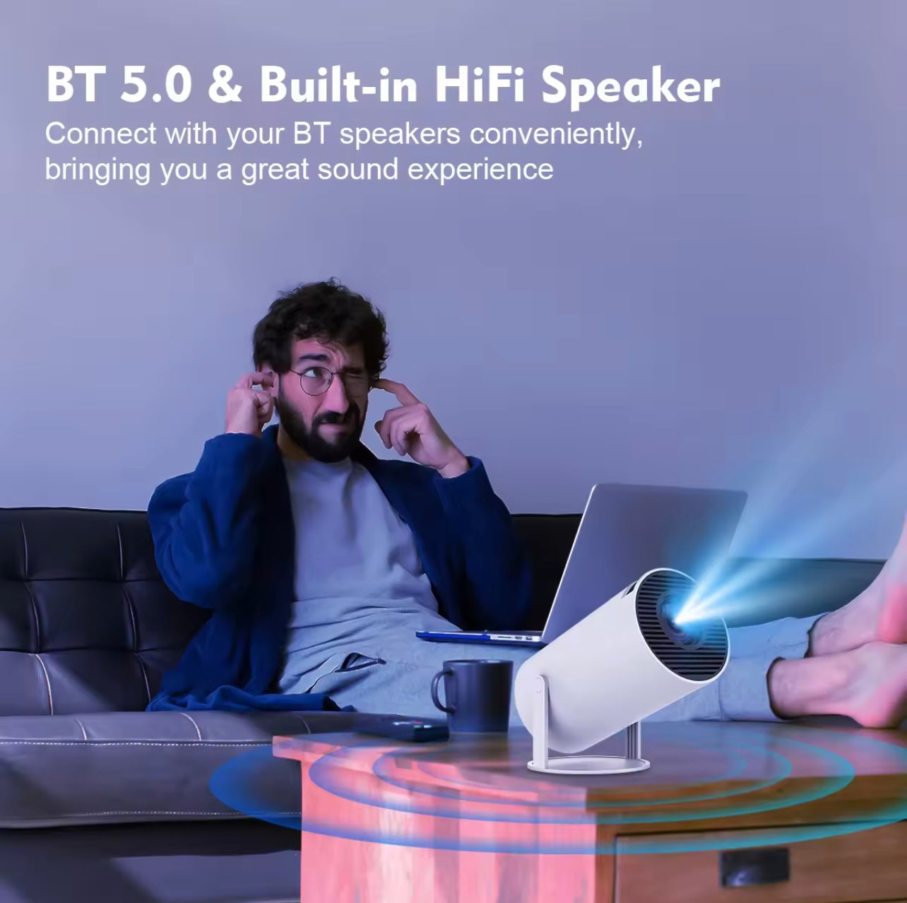 Projector 4K 720P Dual Band WiFi BT 180° Flexible Ultra-Low Noise Android