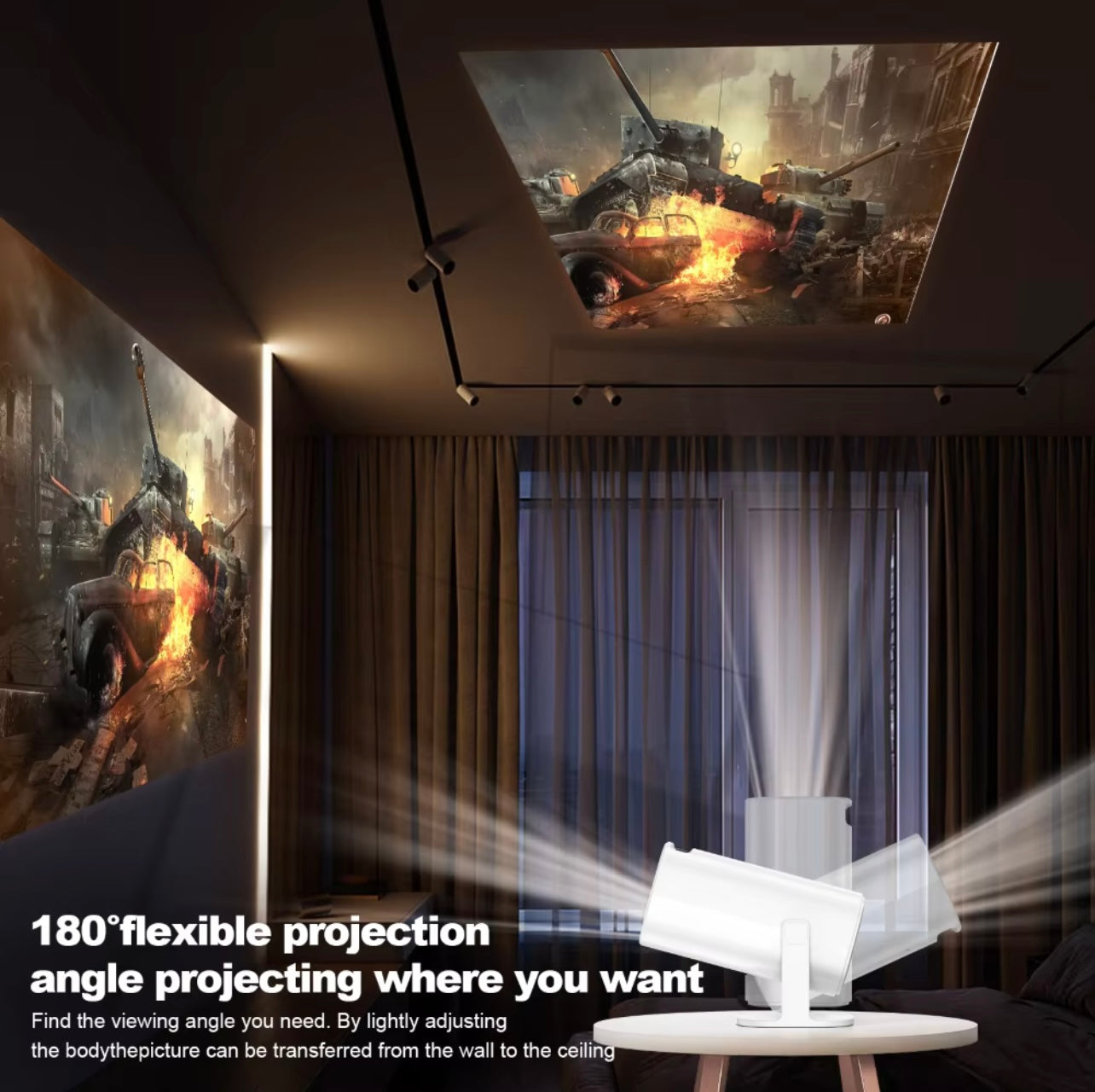 P30 Max 4K Smart Projector, Home Theater, LCD Full HD, 180° Flexible Projection, with 2 Wireless Controllers, 10 emulators and 128GB TF Support
